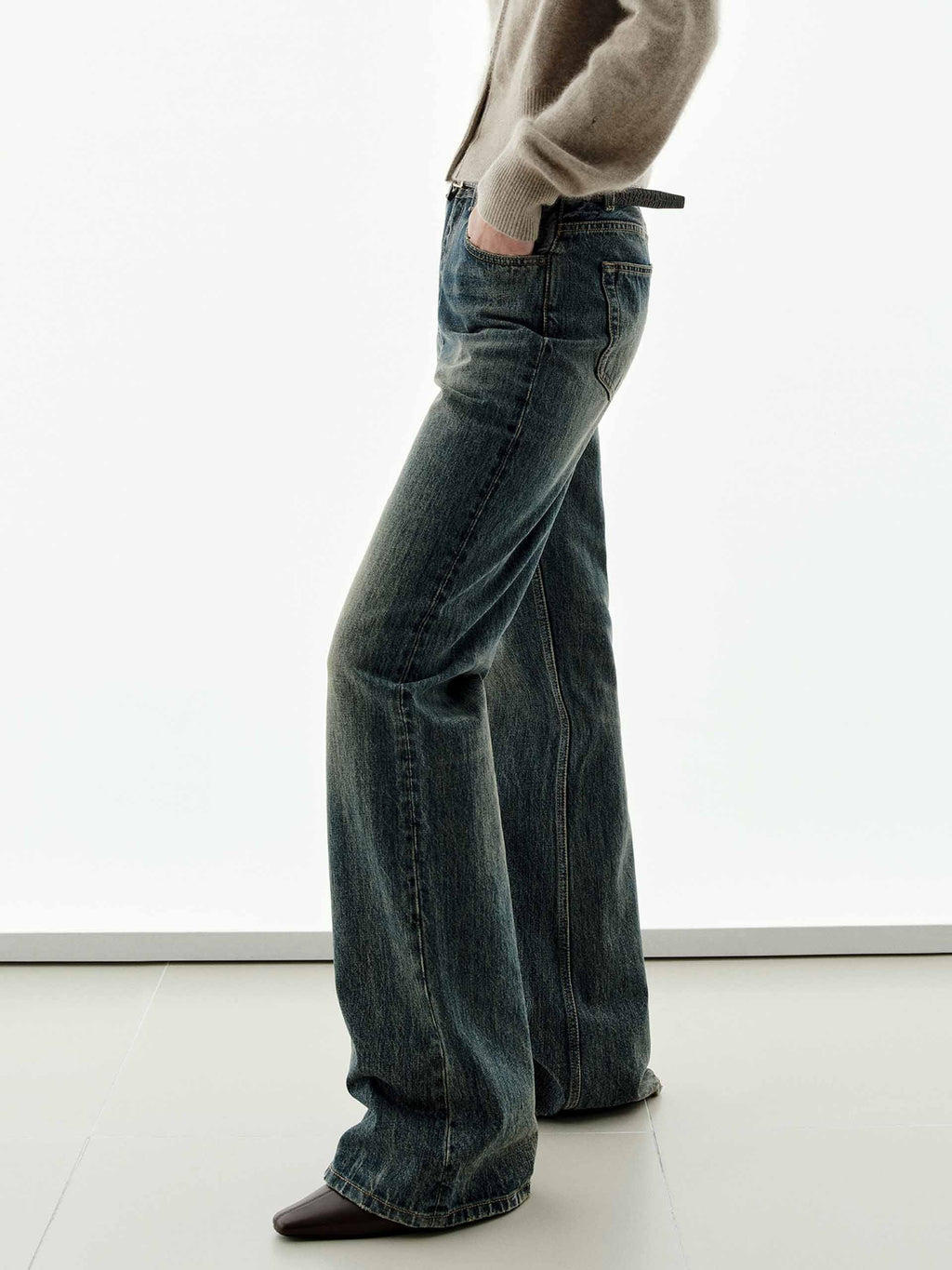 Cotton Wash Flared Jeans