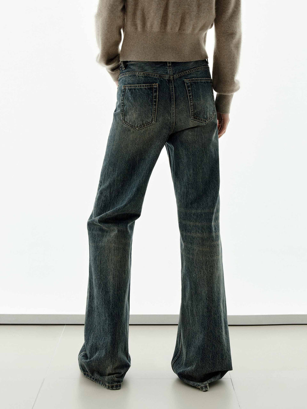 Cotton Wash Flared Jeans
