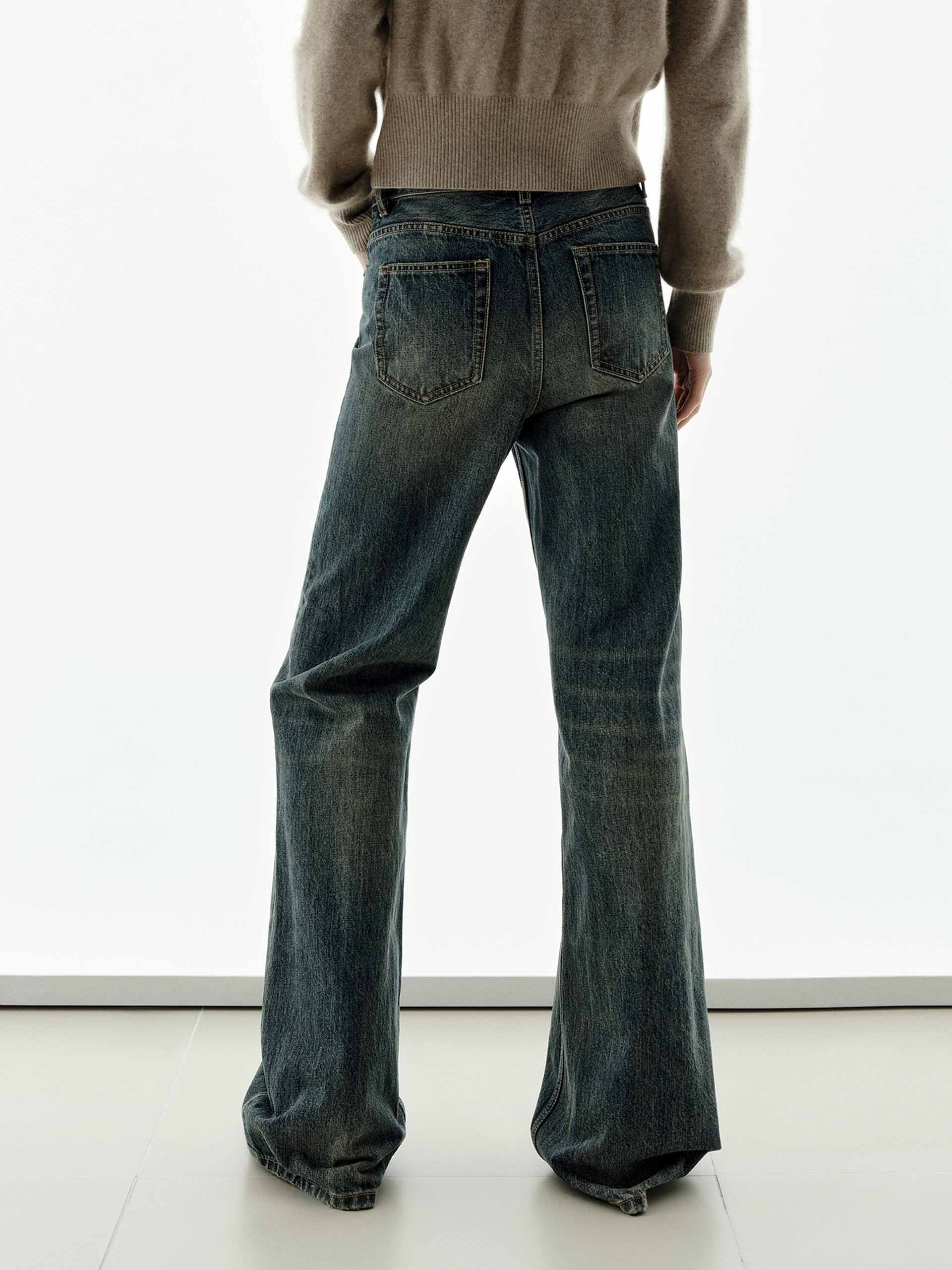 Cotton Wash Flared Jeans