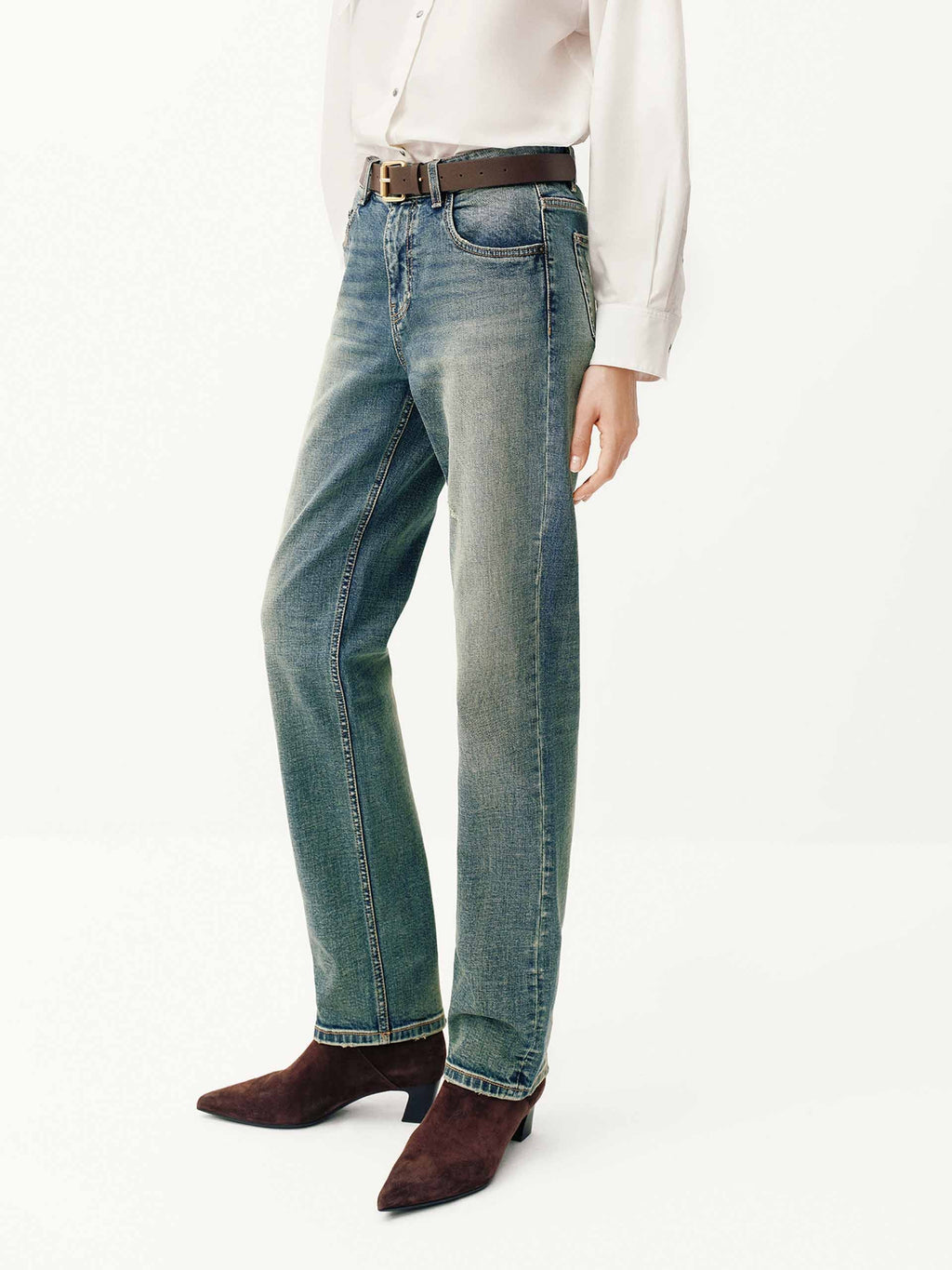 Distressed Tapered Jeans