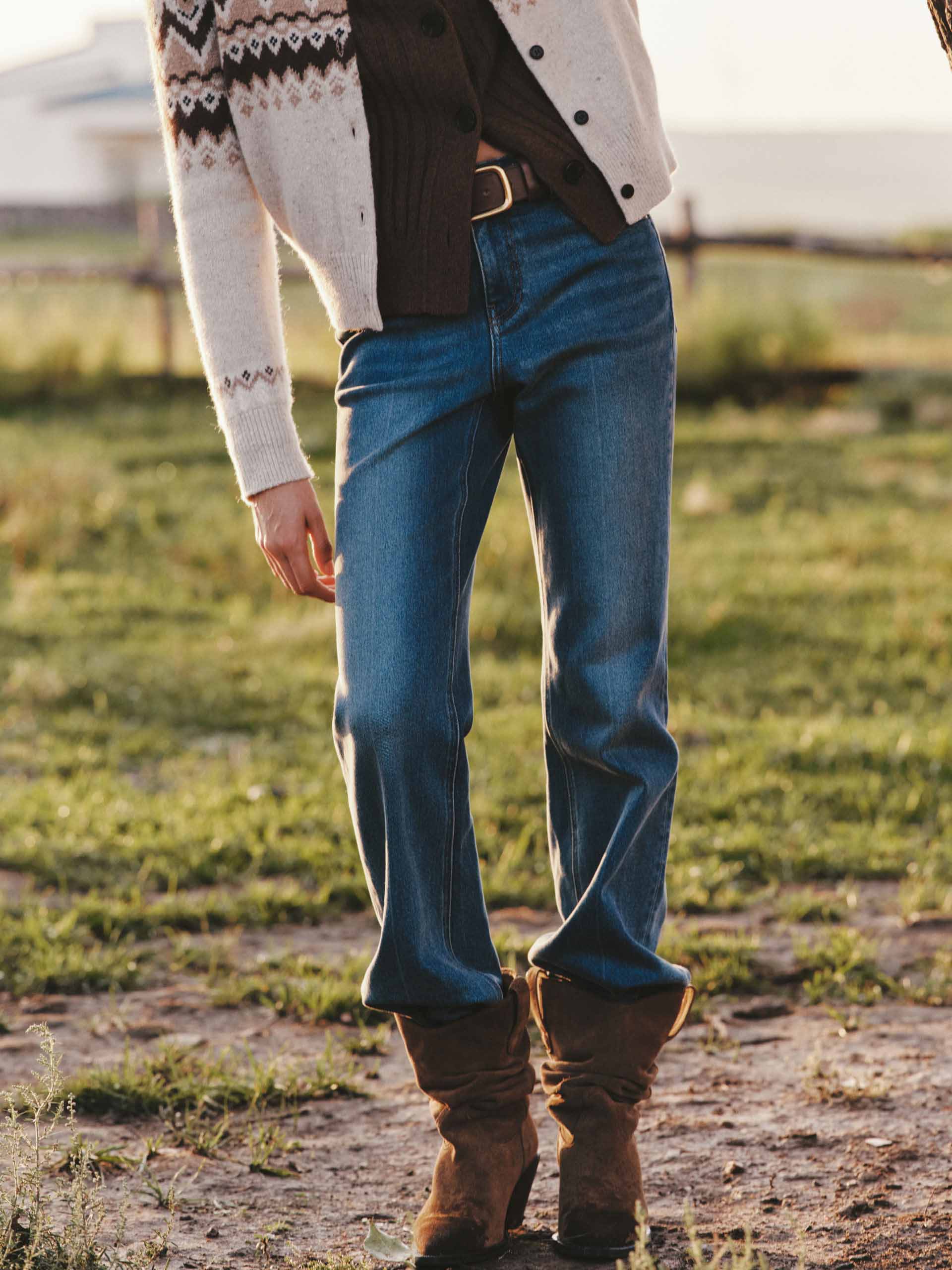 Whisker Effect Flared Jeans