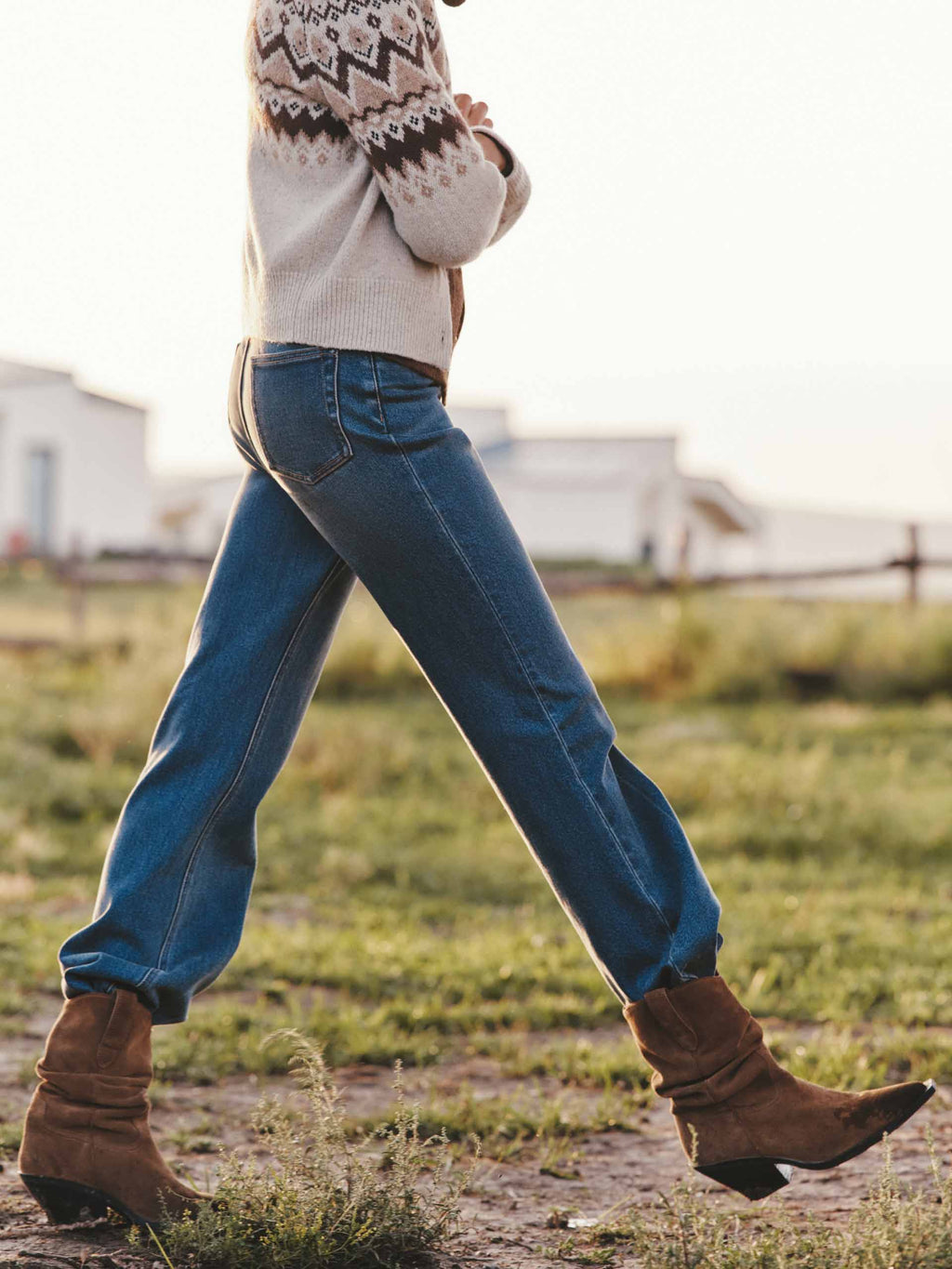Whisker Effect Flared Jeans