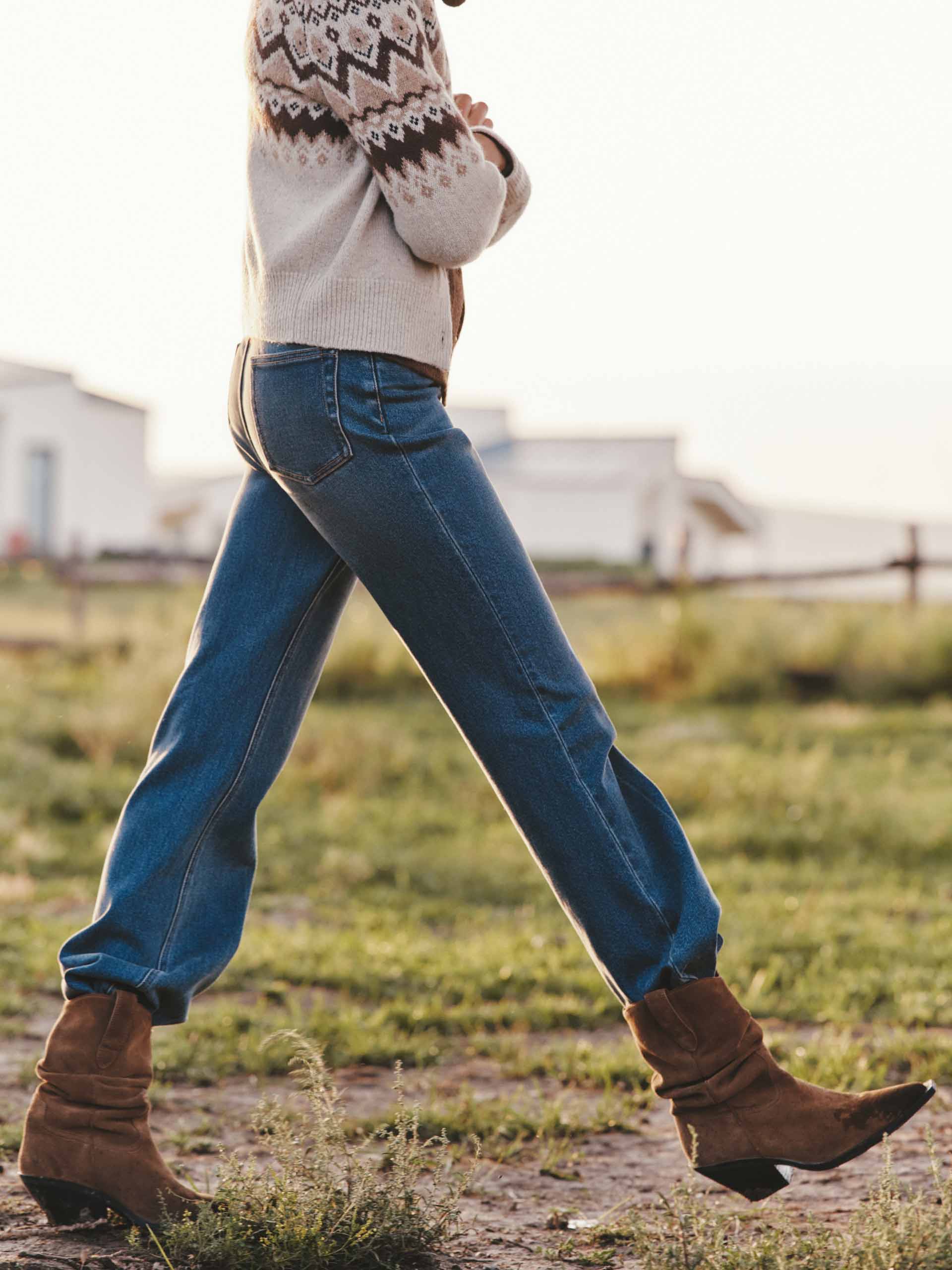 Whisker Effect Flared Jeans