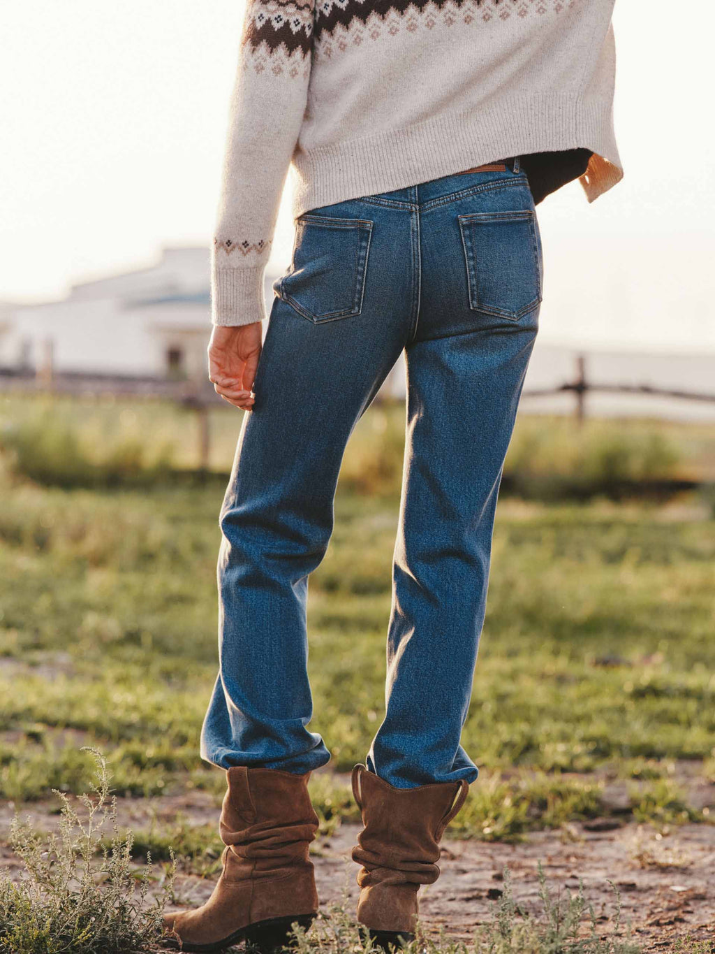 Whisker Effect Flared Jeans
