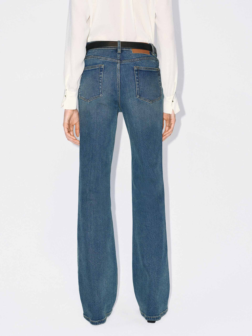 Whisker Effect Flared Jeans