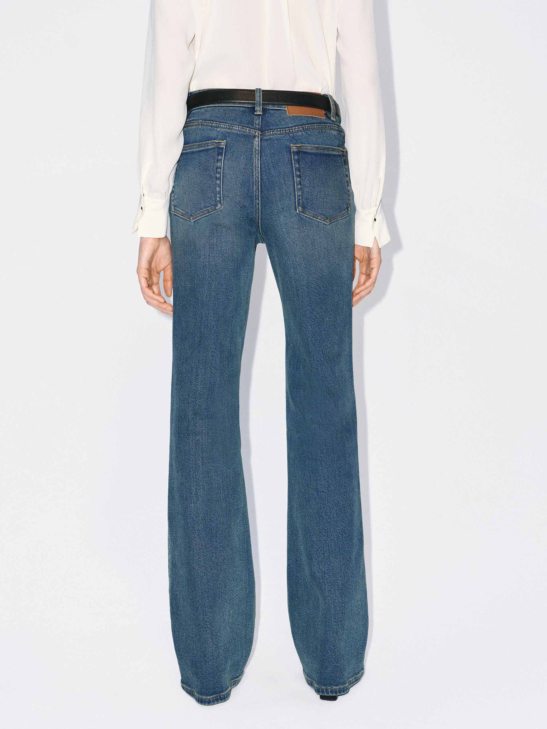 Whisker Effect Flared Jeans