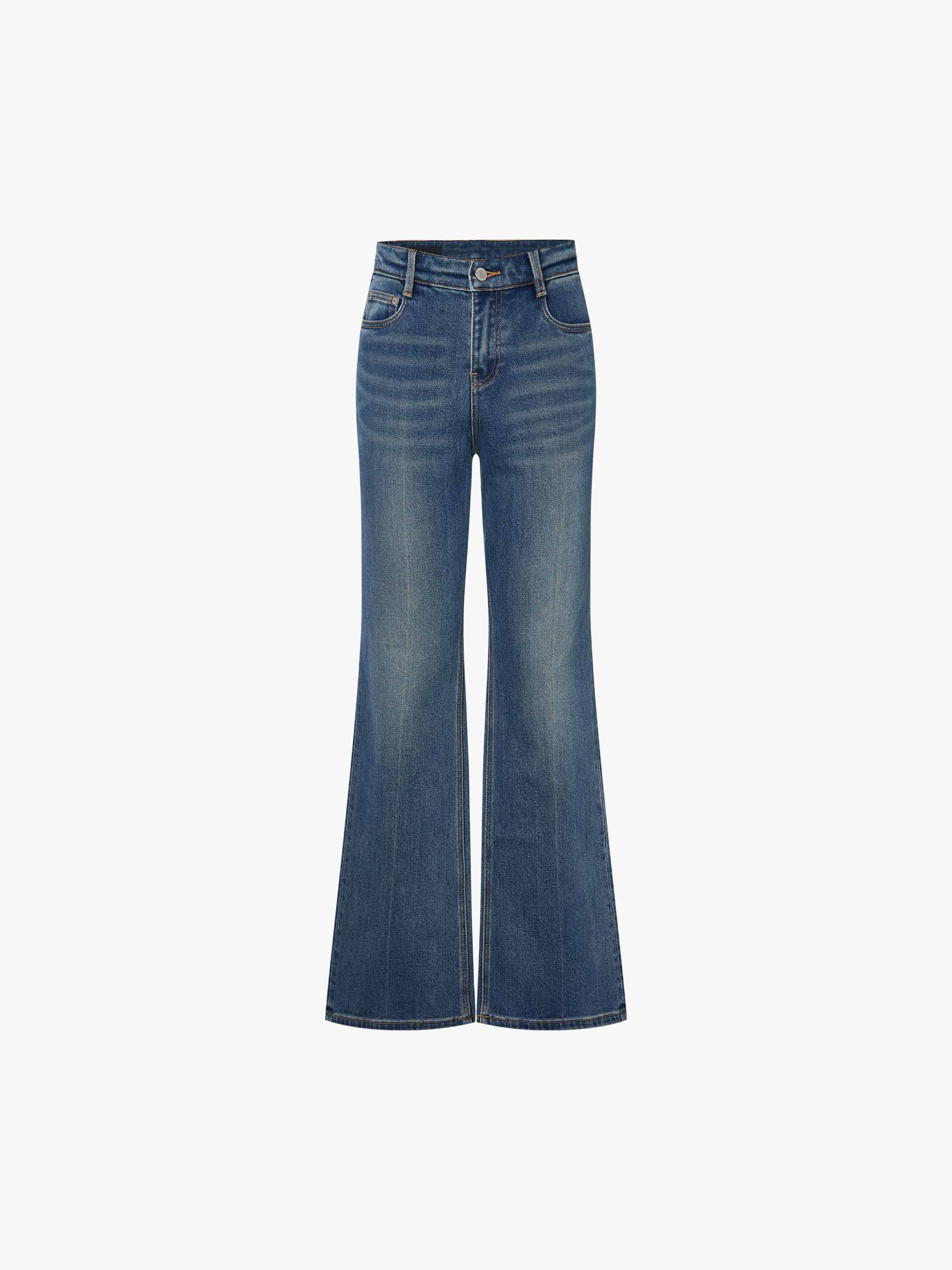 Whisker Effect Flared Jeans