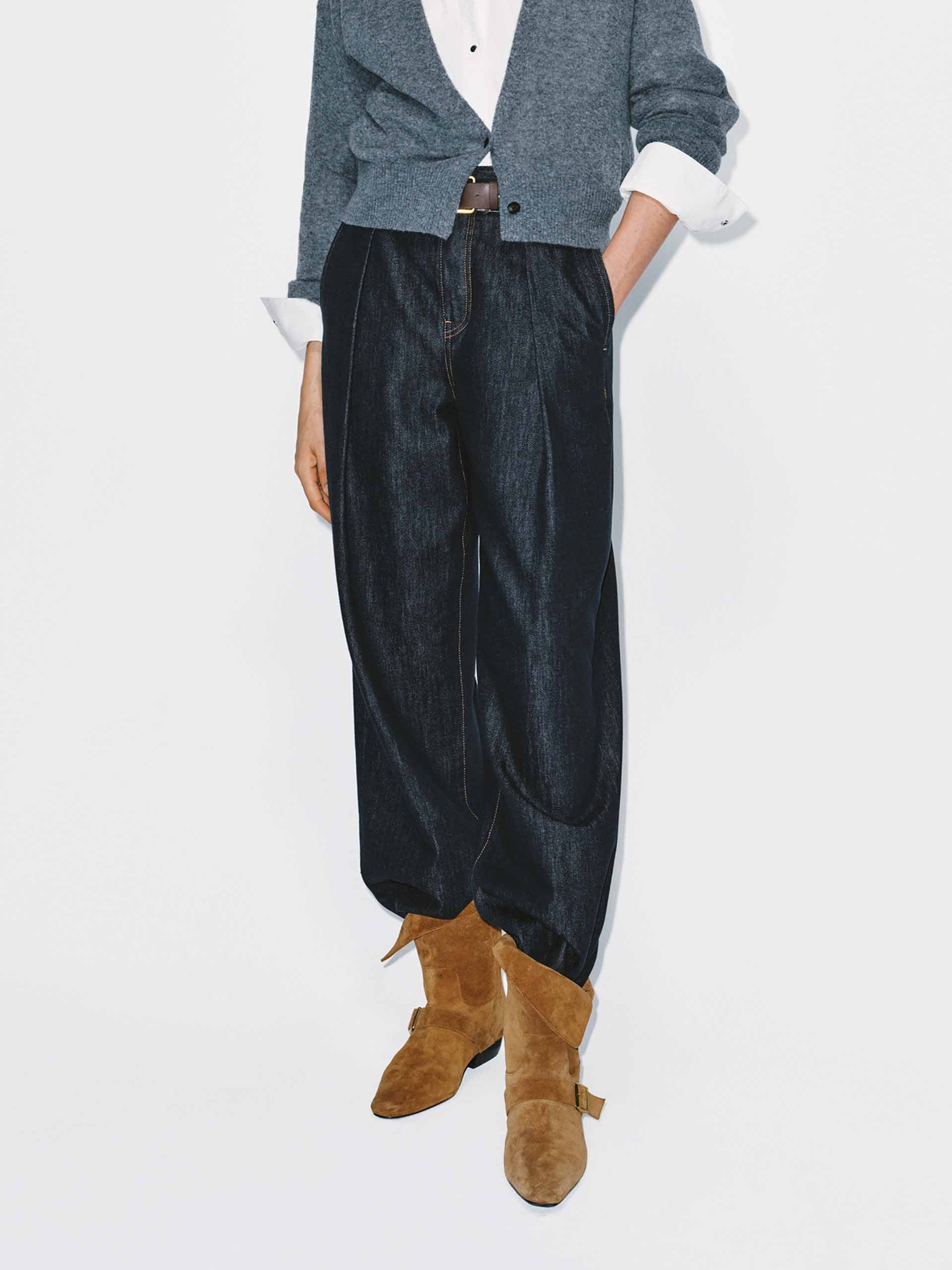 Contrast Seams Cotton Jeans
