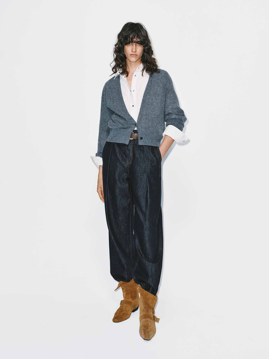 Contrast Seams Cotton Jeans
