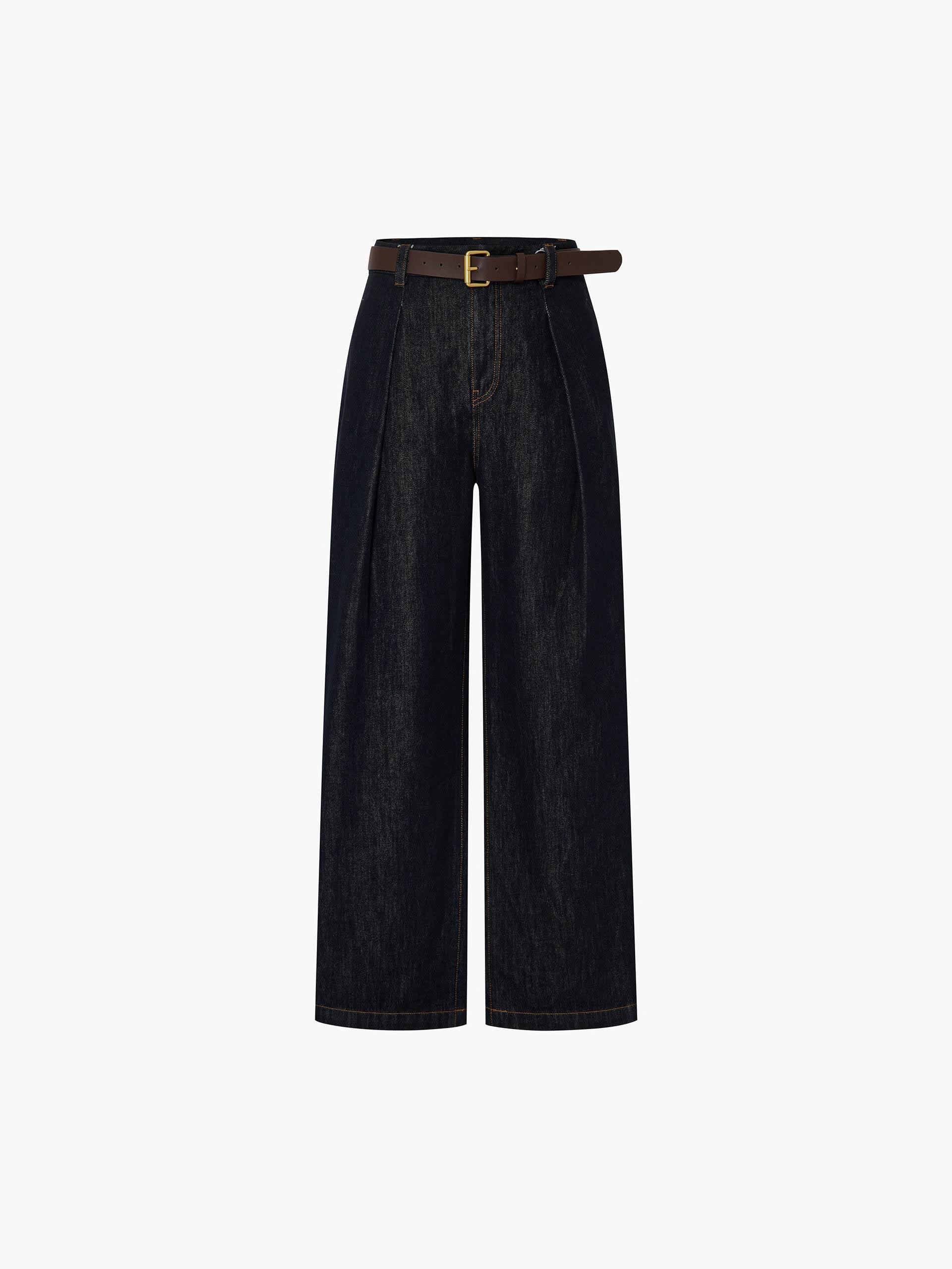 Contrast Seams Cotton Jeans