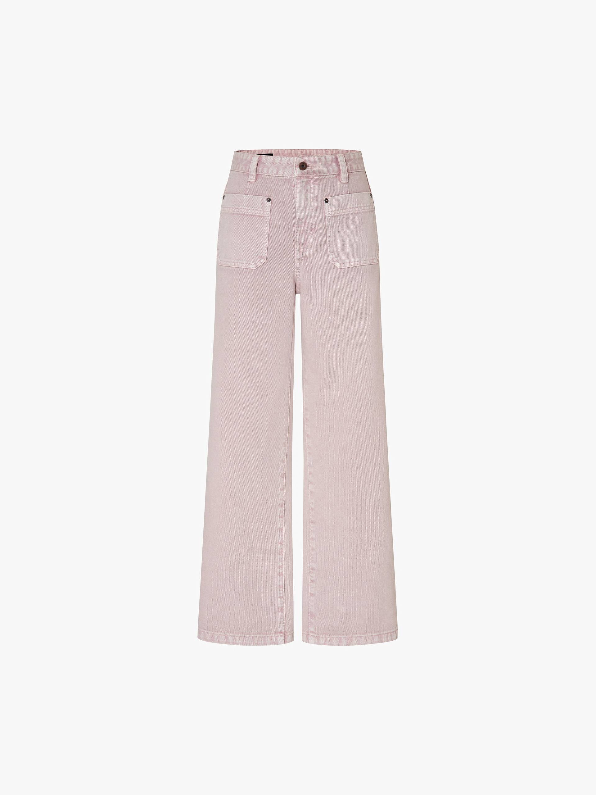 Front Patch Pockets Pink Jeans