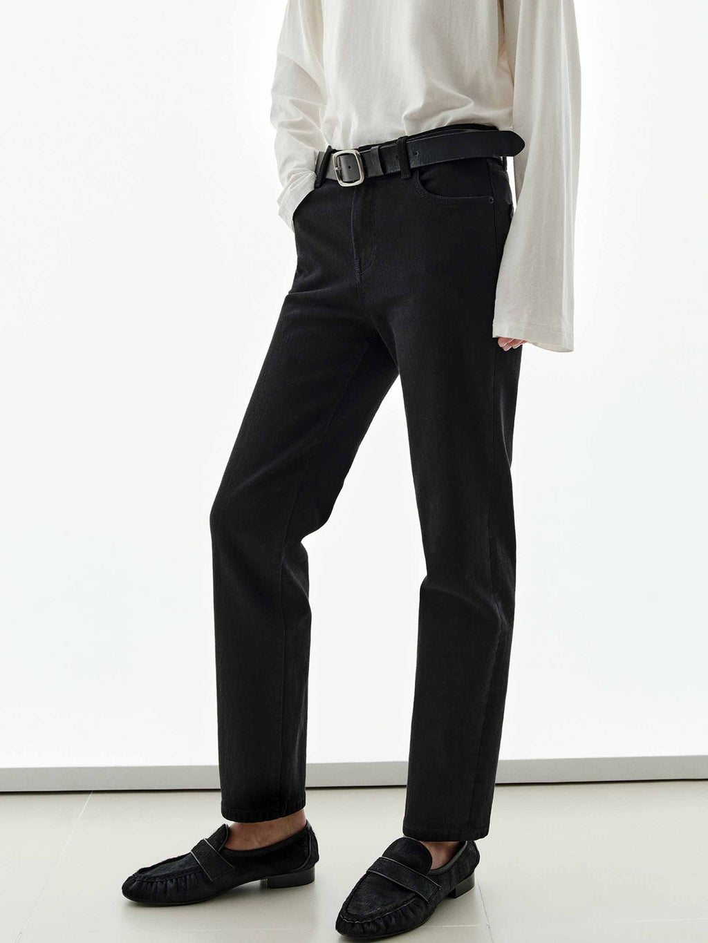 Cotton Blend Ankle Jeans
