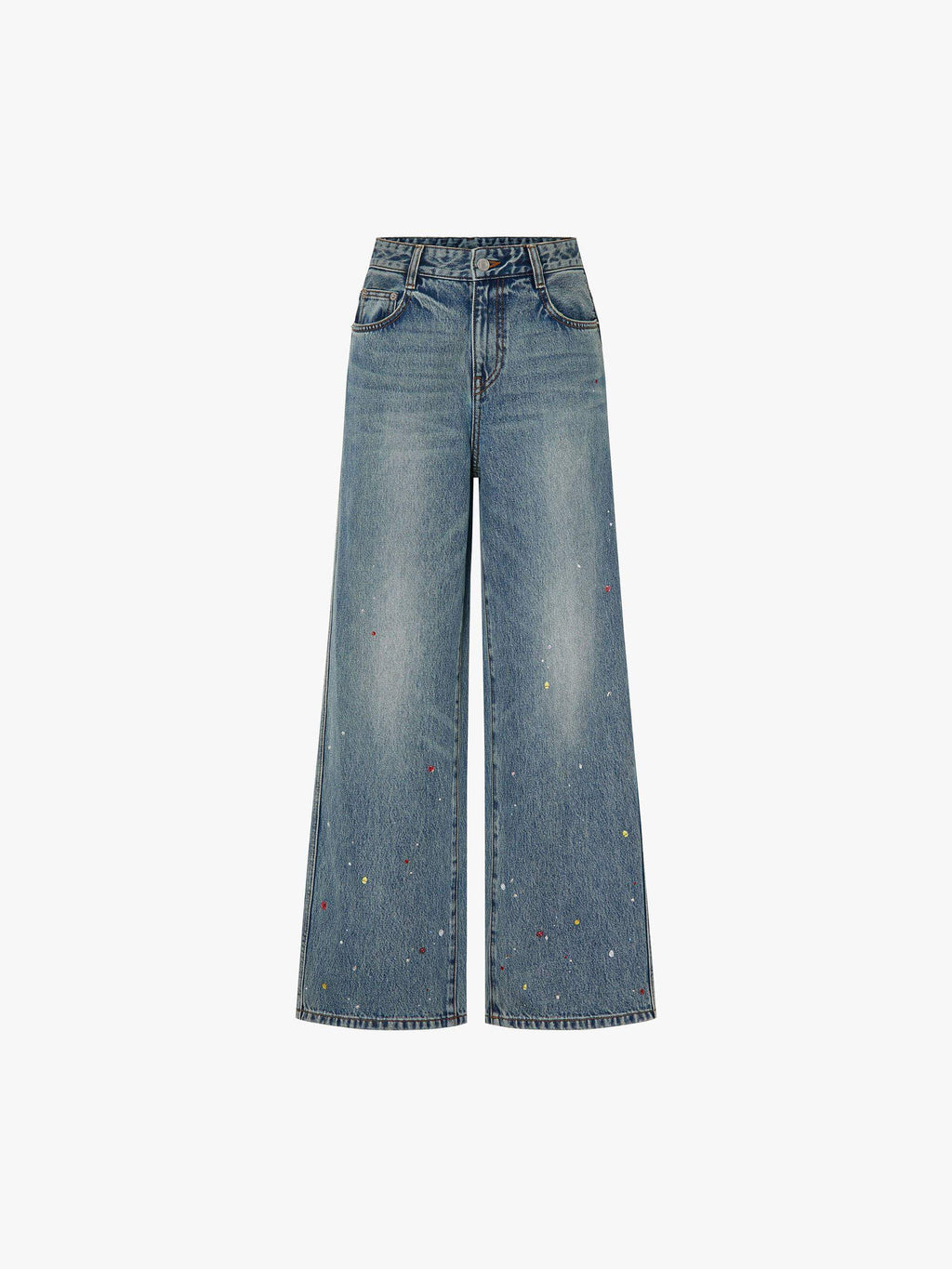Color Rhinestone Cotton Jeans