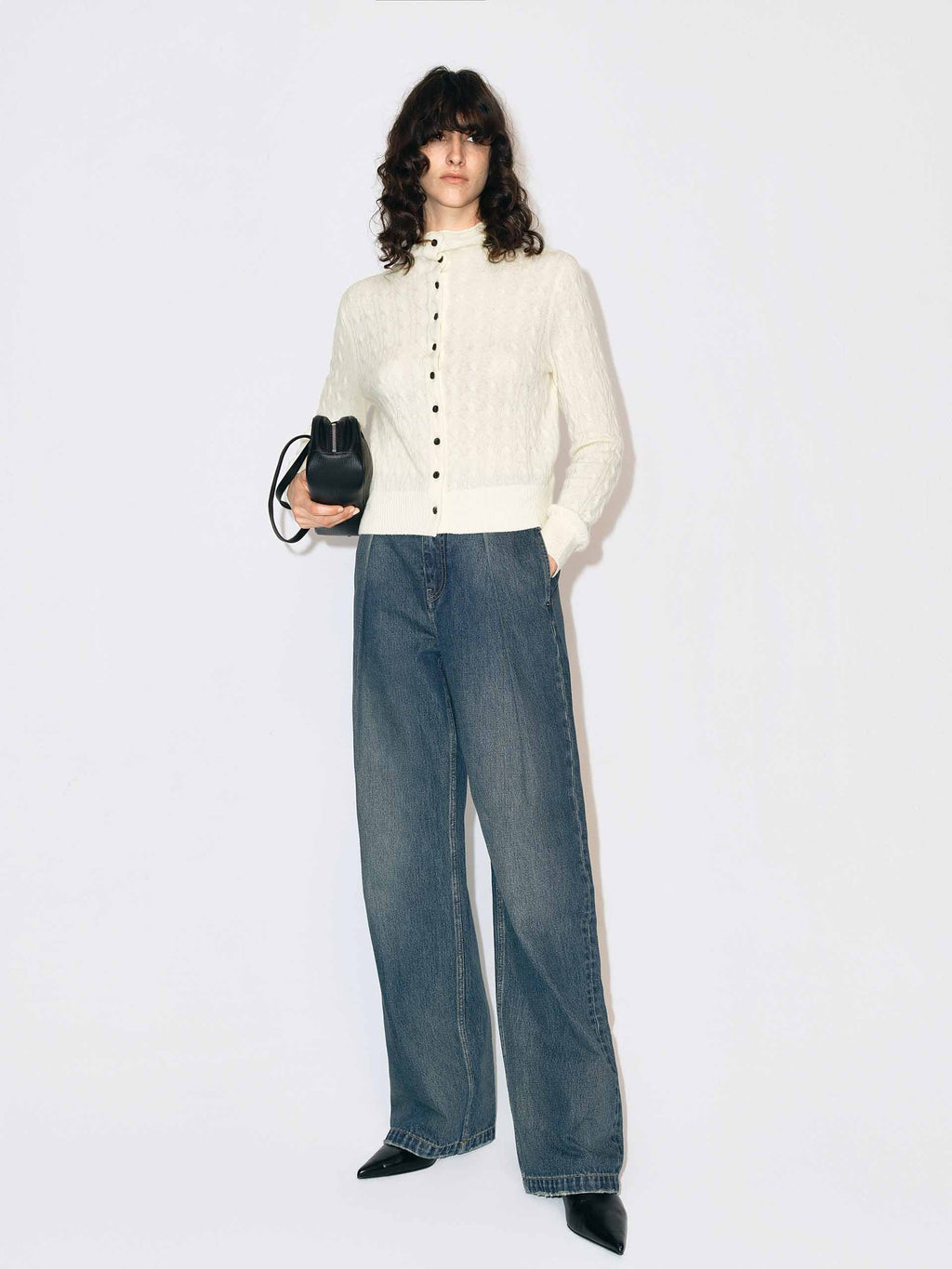 Cotton Pleated Blue Jeans
