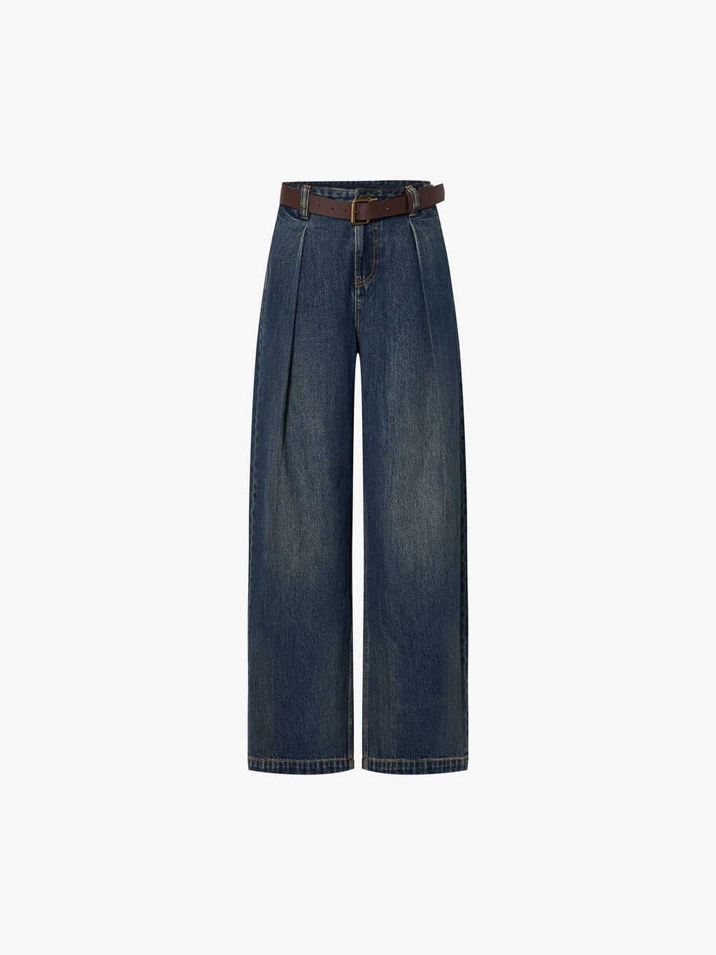 Cotton Pleated Blue Jeans