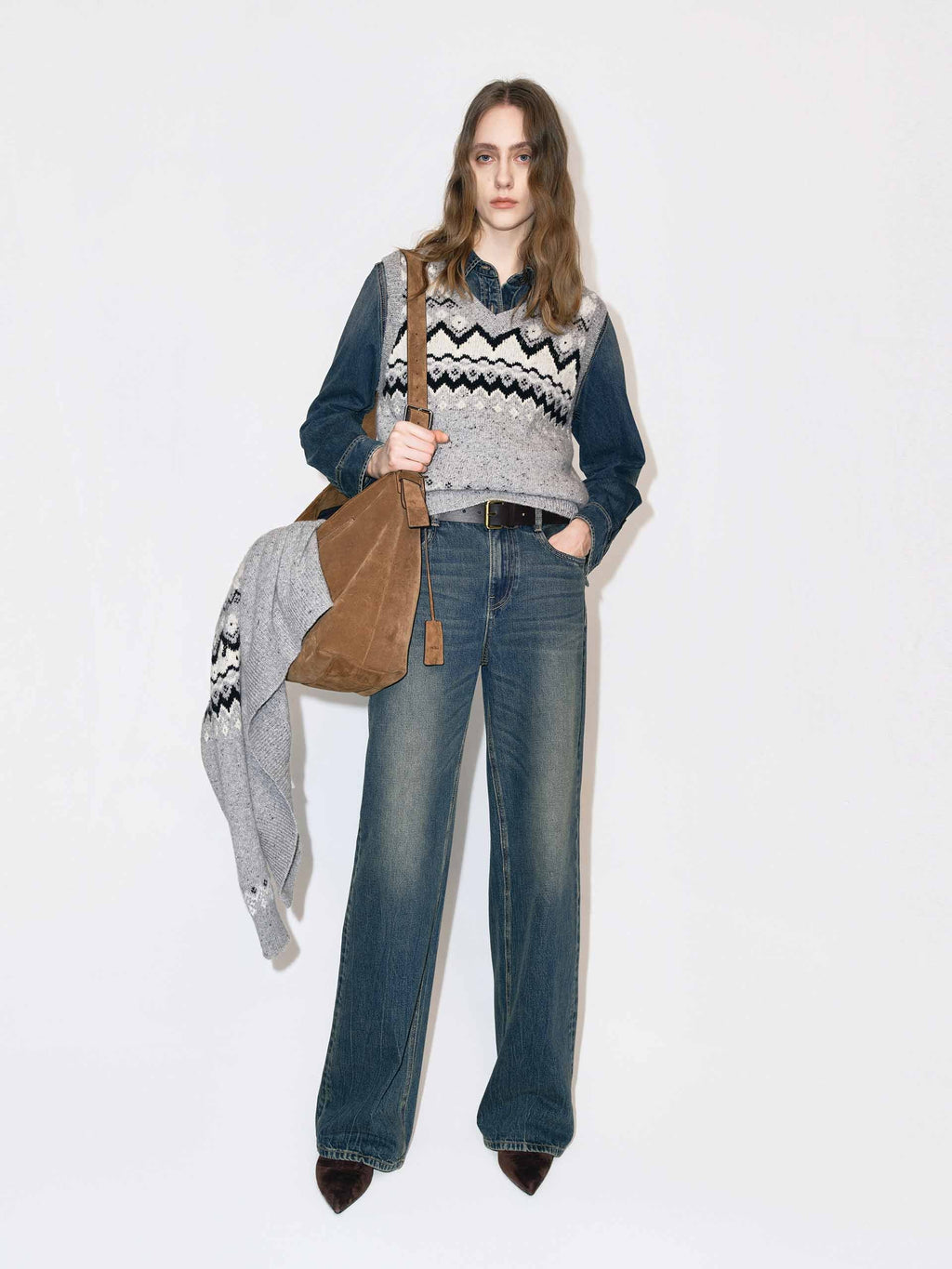 Whisker Effect Straight Jeans