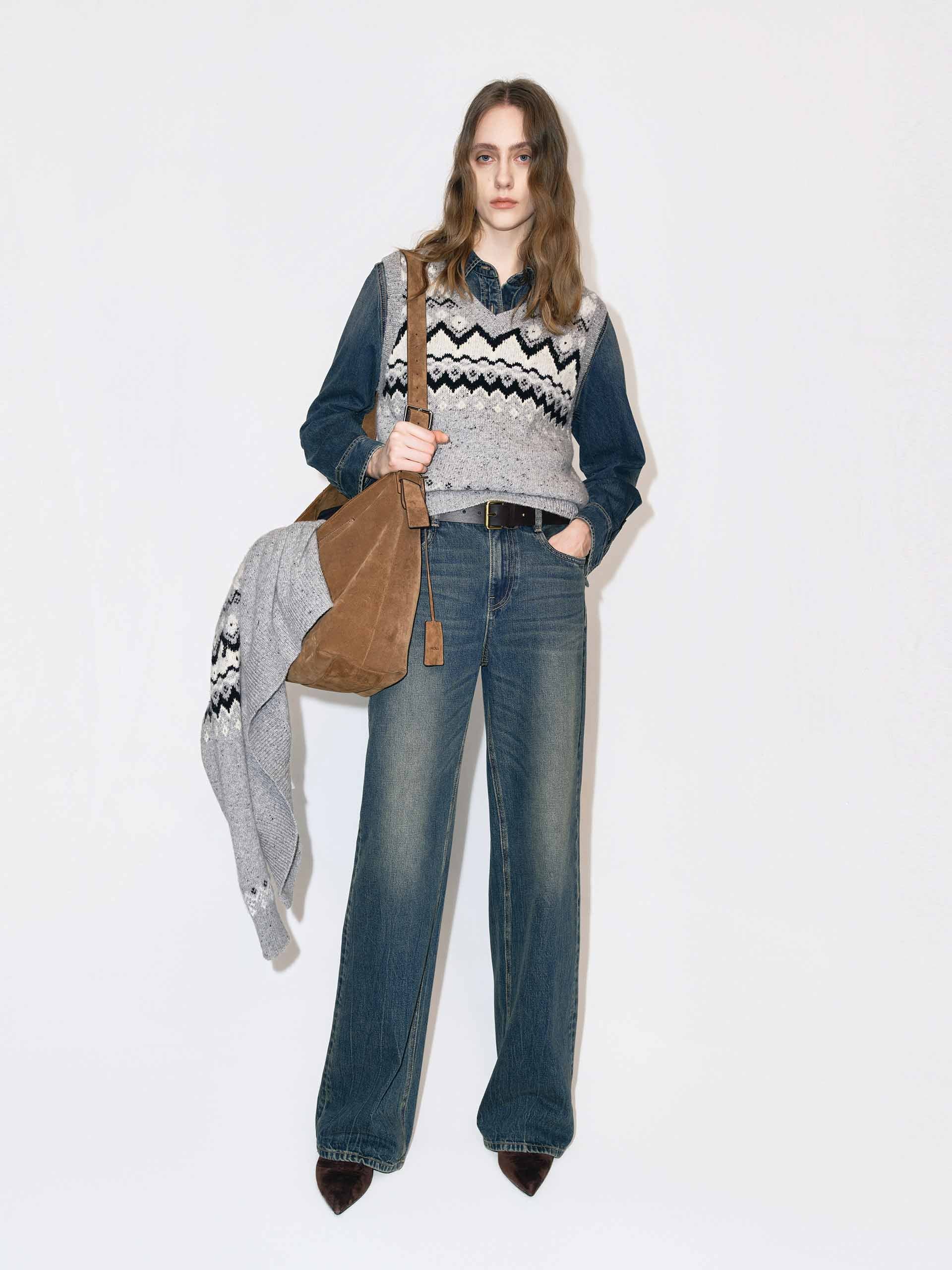 Whisker Effect Straight Jeans