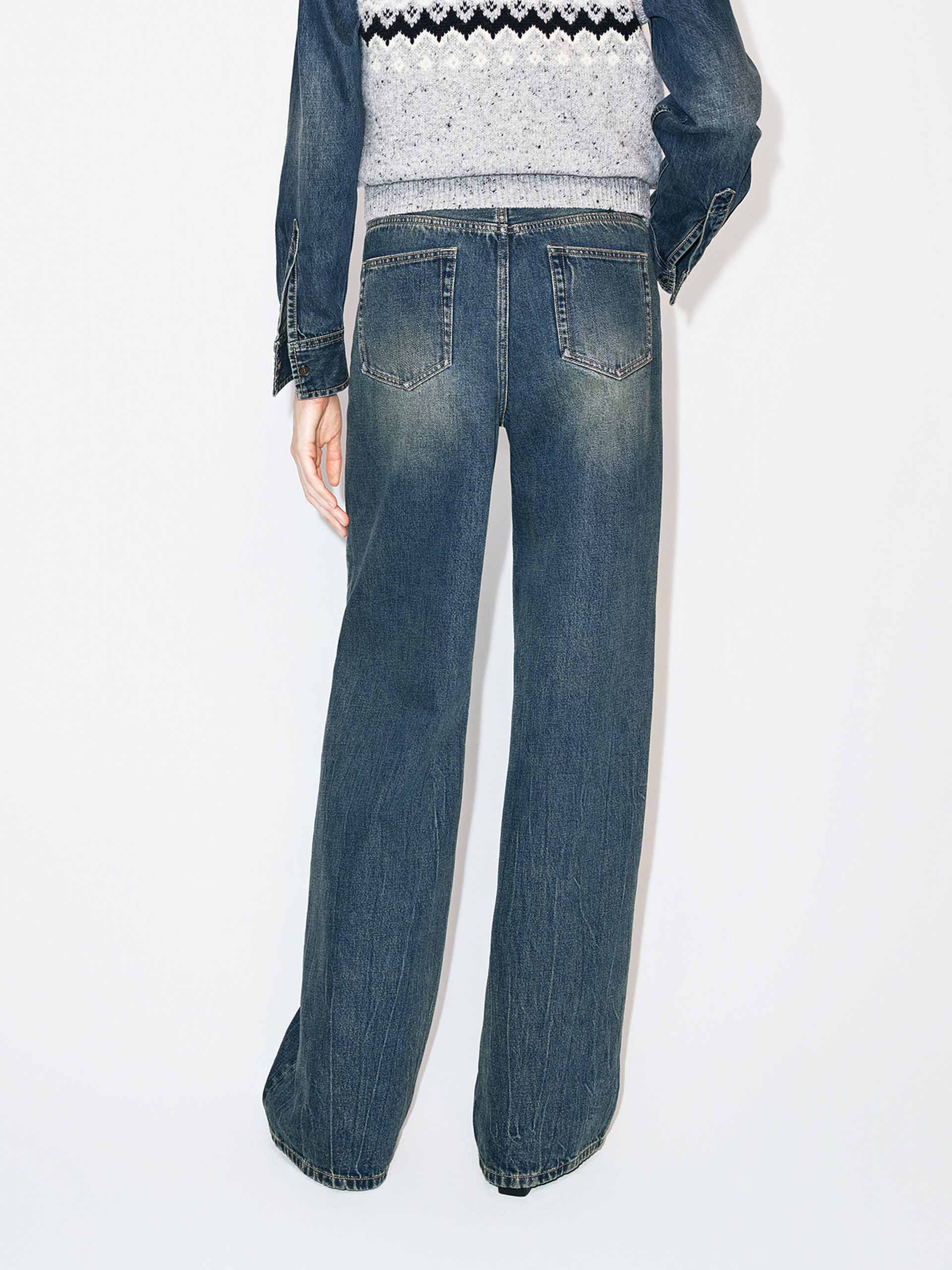 Whisker Effect Straight Jeans