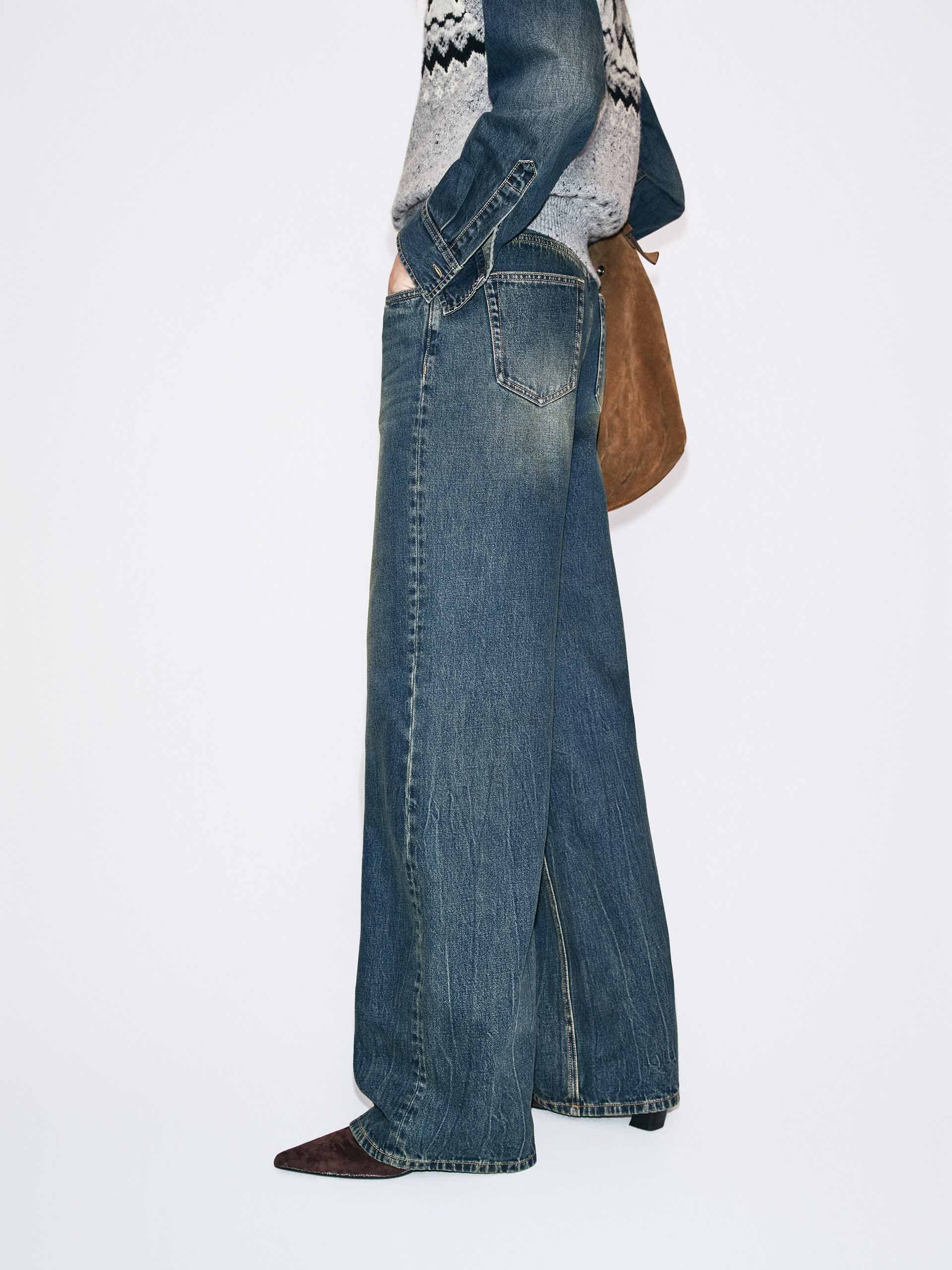 Whisker Effect Straight Jeans