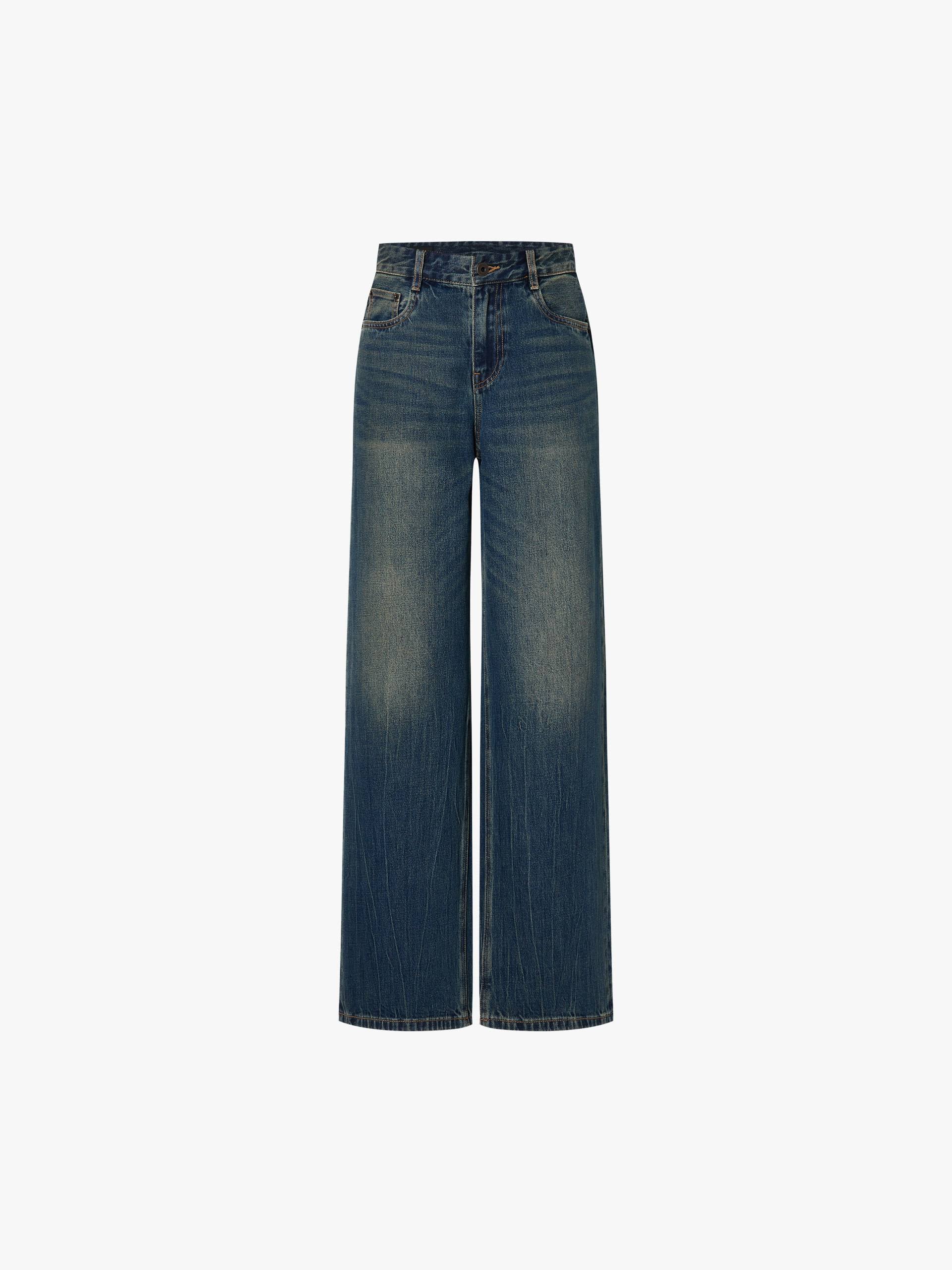 Whisker Effect Straight Jeans