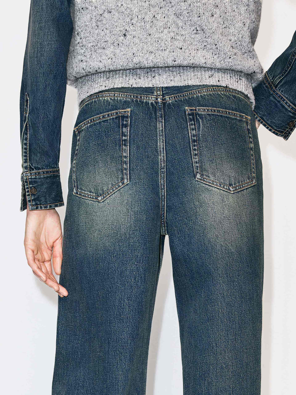 Whisker Effect Straight Jeans