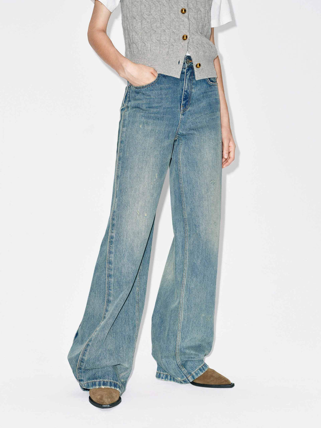 Seams Detail Ripped Jeans