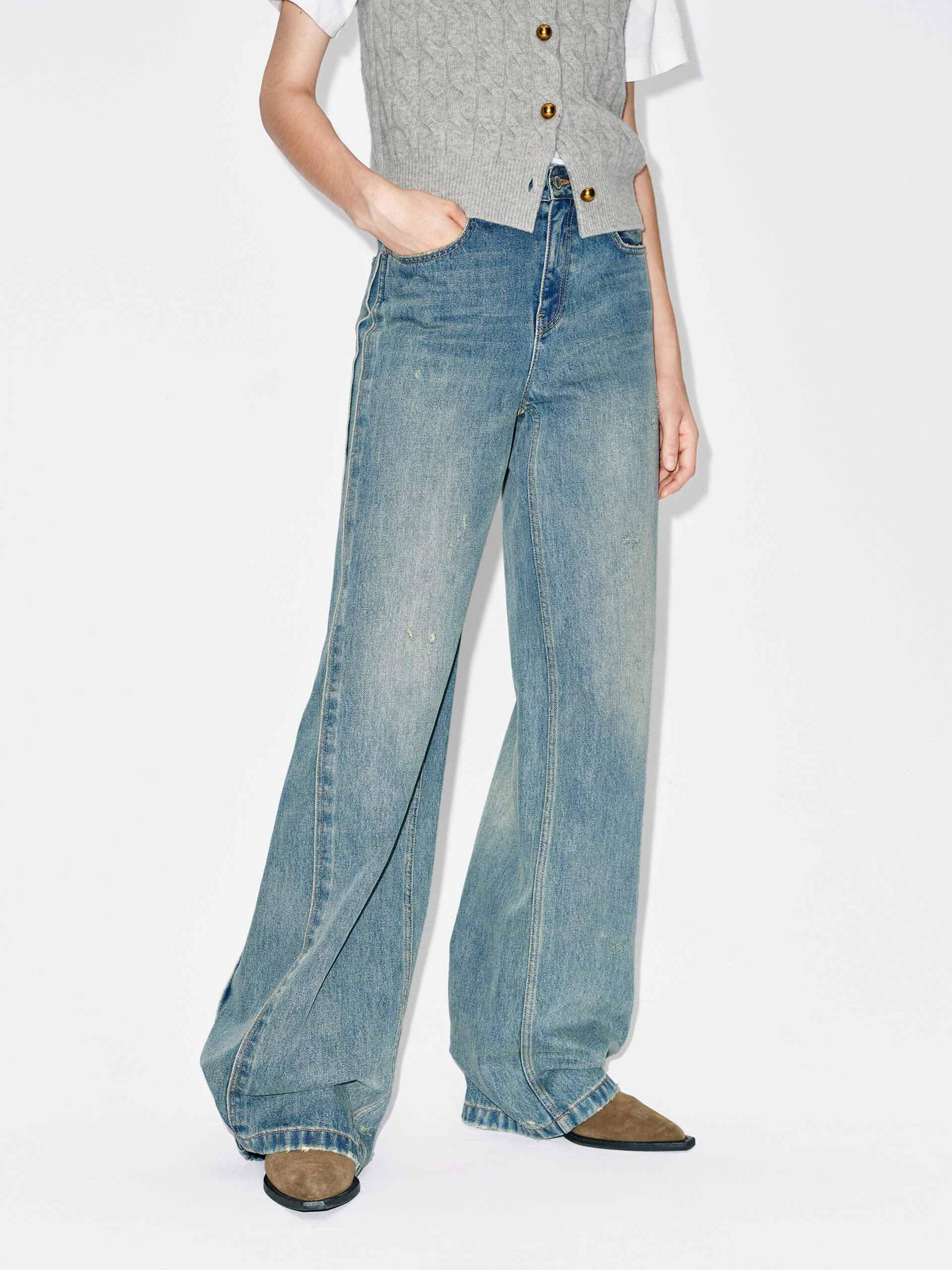 Seams Detail Ripped Jeans