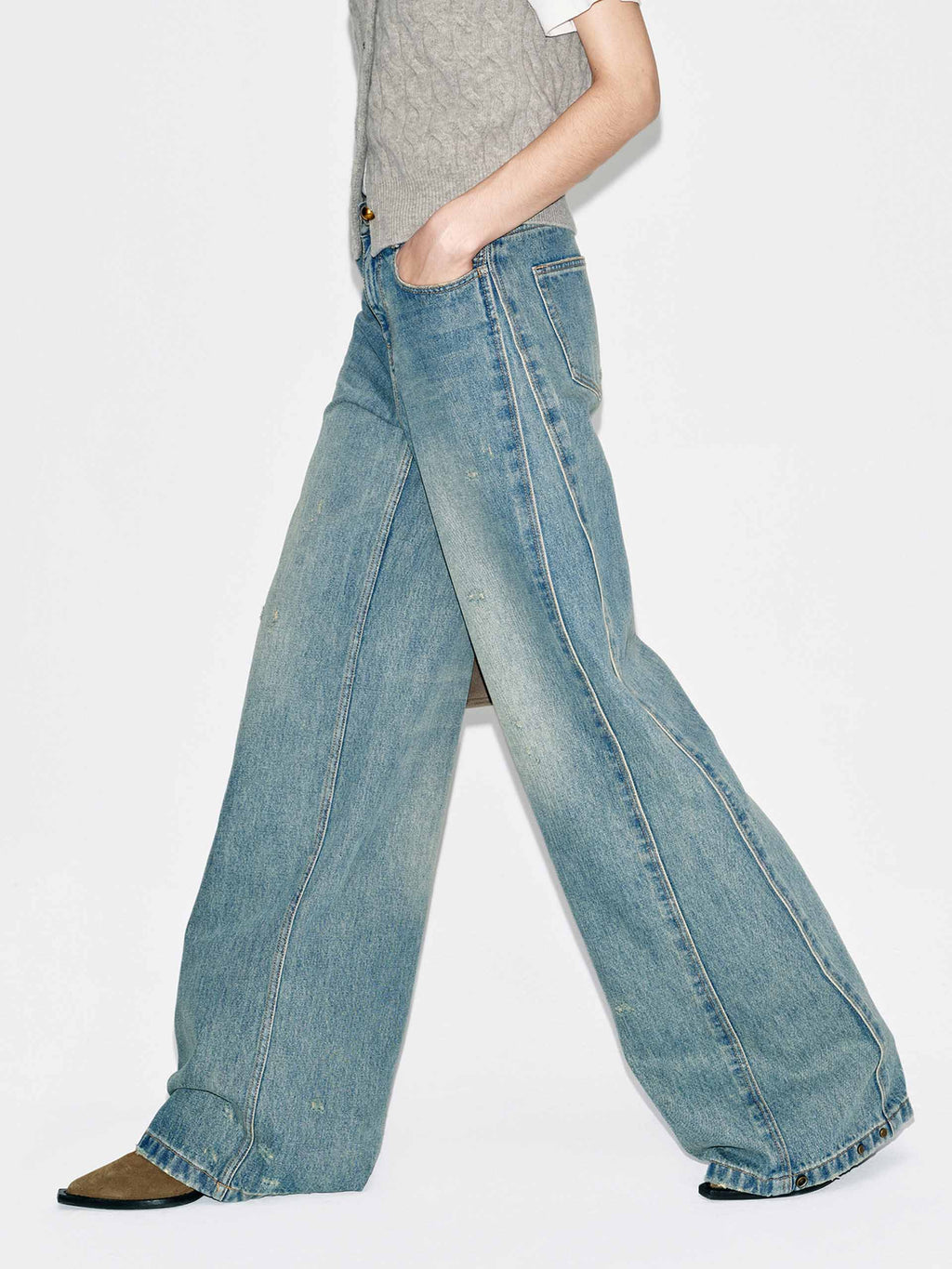 Seams Detail Ripped Jeans