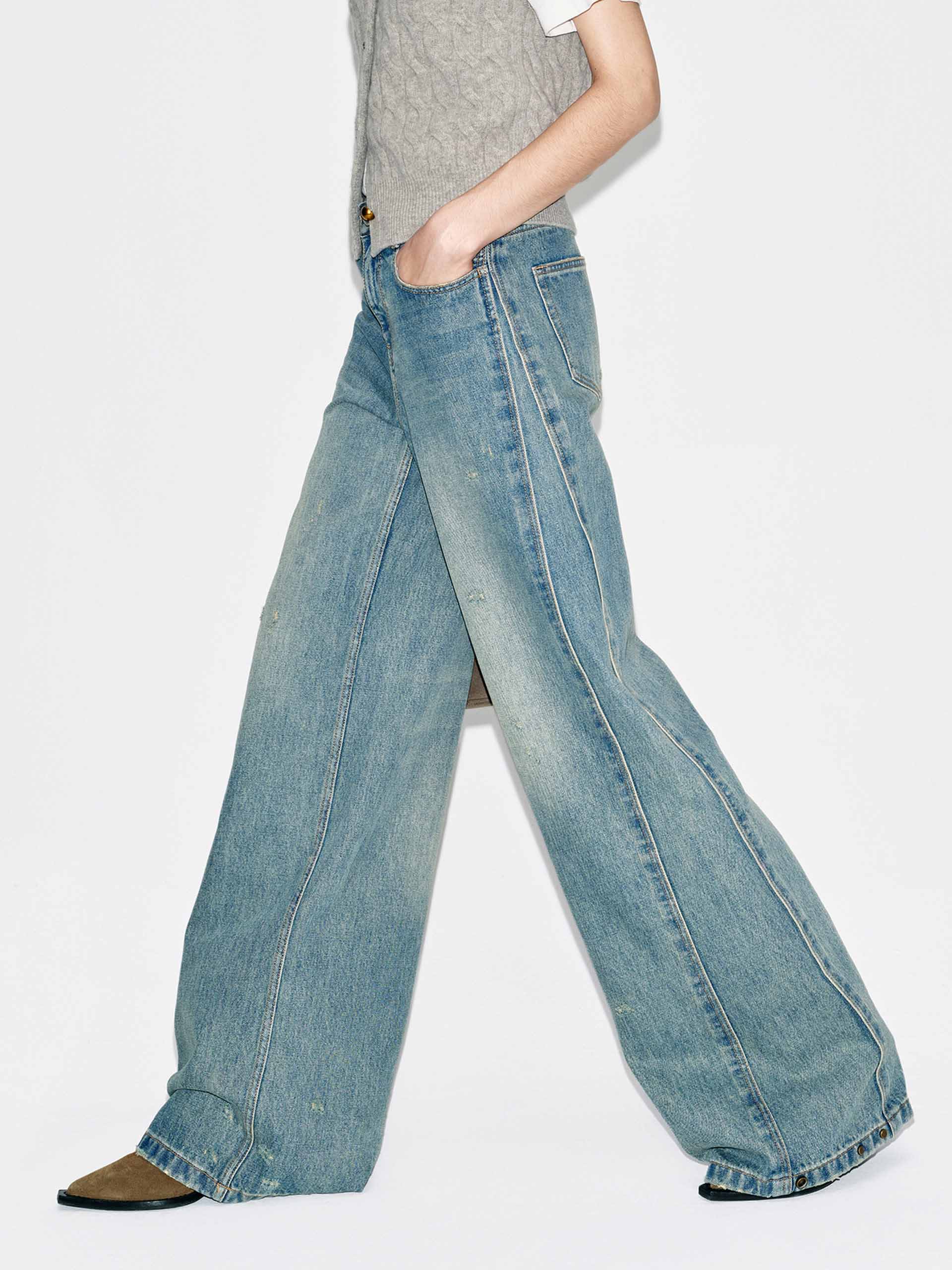 Seams Detail Ripped Jeans