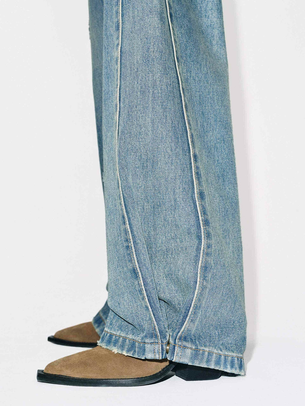 Seams Detail Ripped Jeans