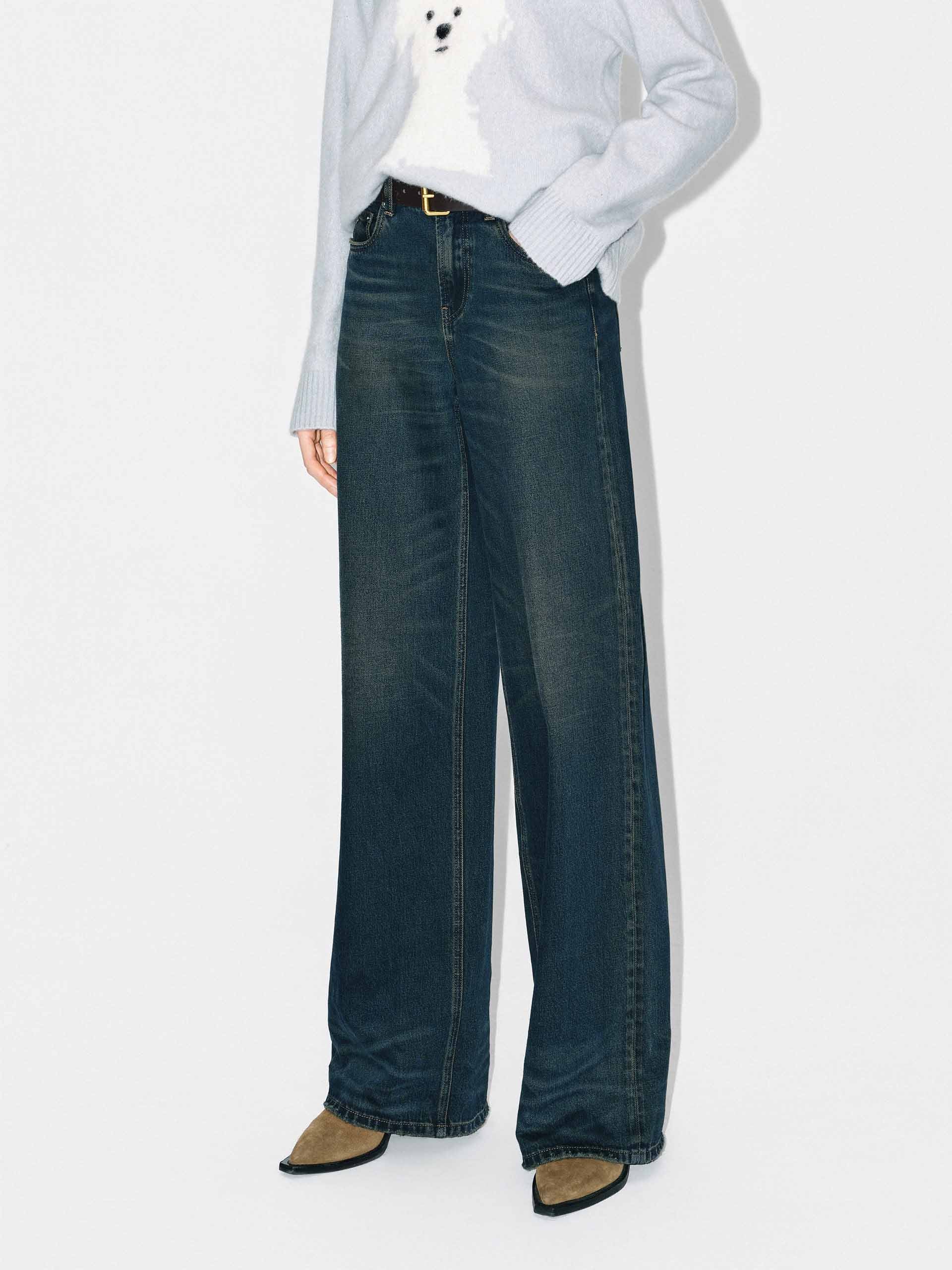 Straight Faded Blue Jeans