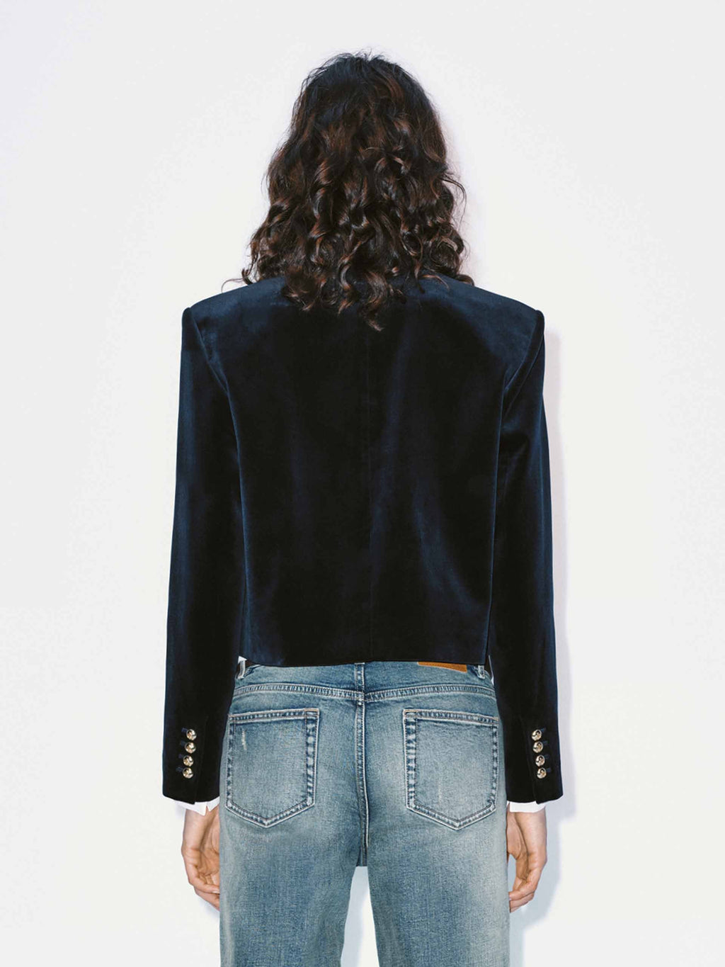 Mock Collar Velvet Jacket