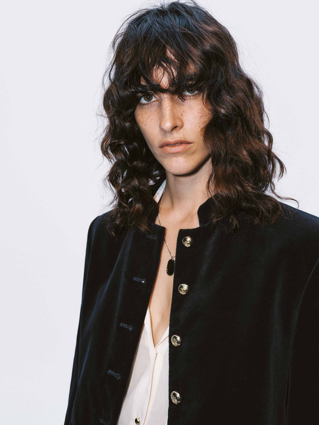 Mock Collar Velvet Jacket