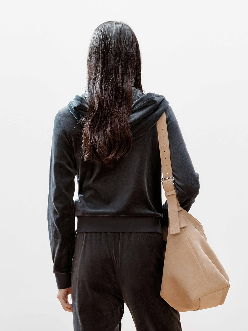 Velvet Drawstring Hooded Jacket