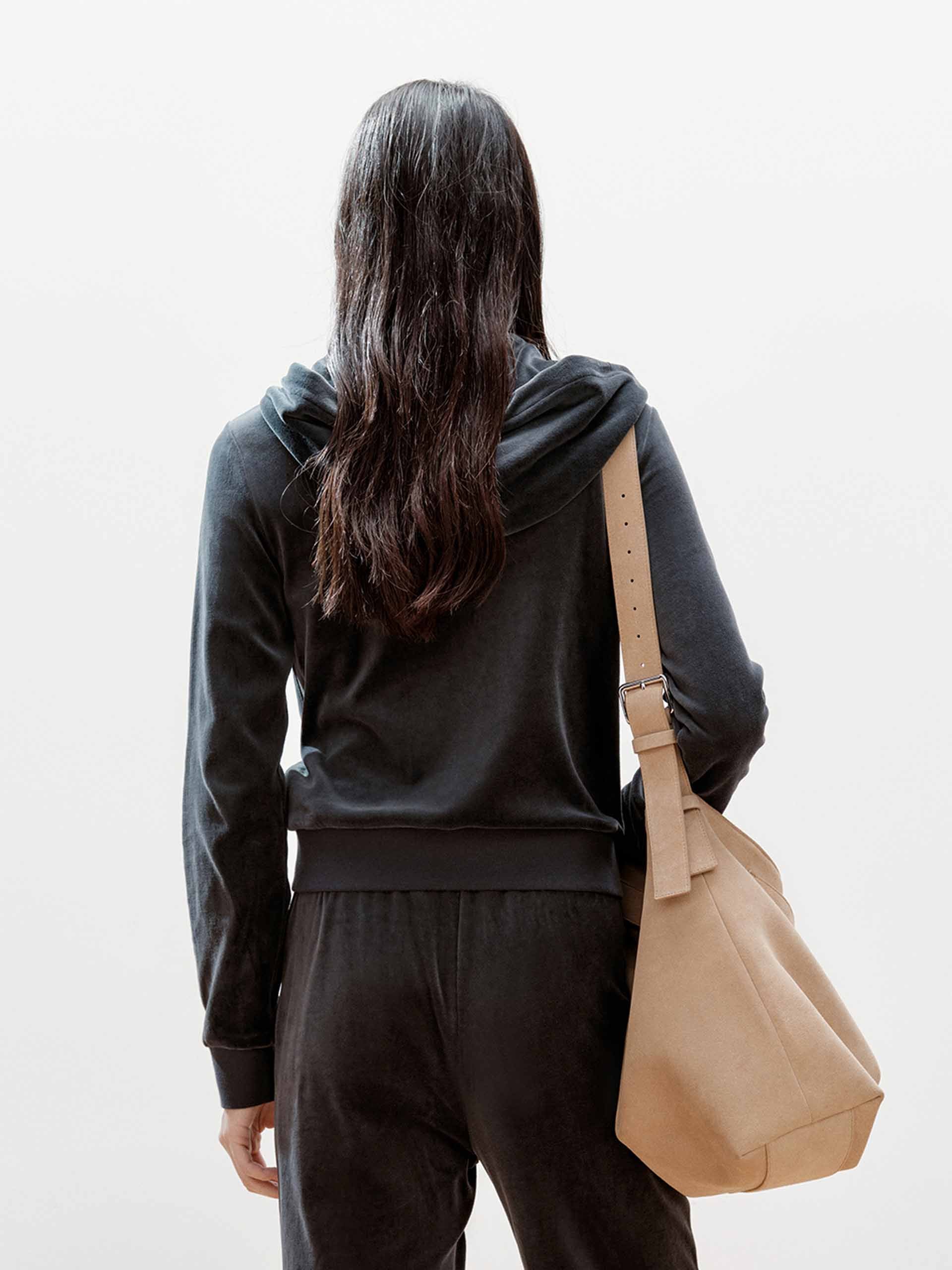 Velvet Drawstring Hooded Jacket