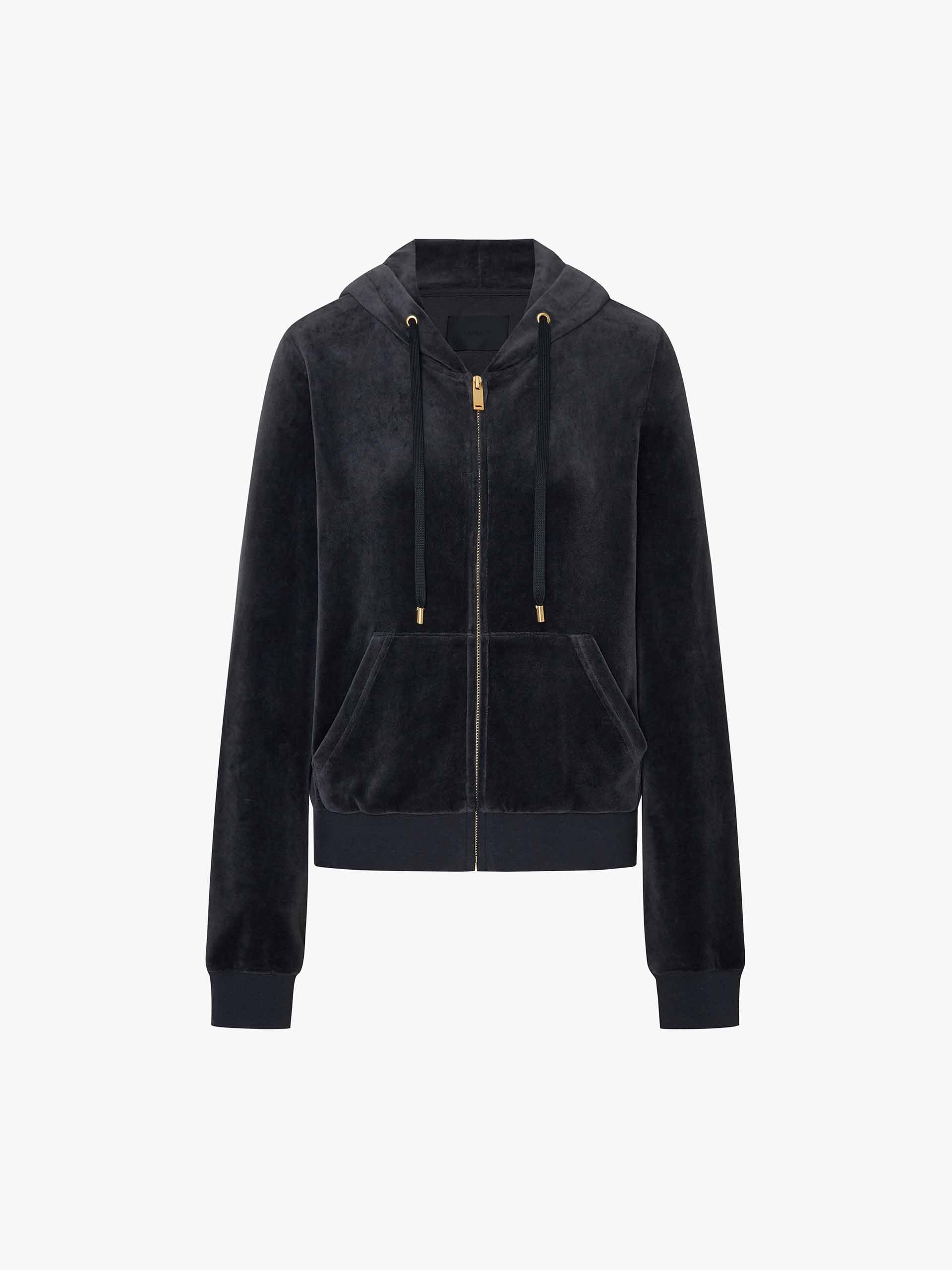 Velvet Drawstring Hooded Jacket