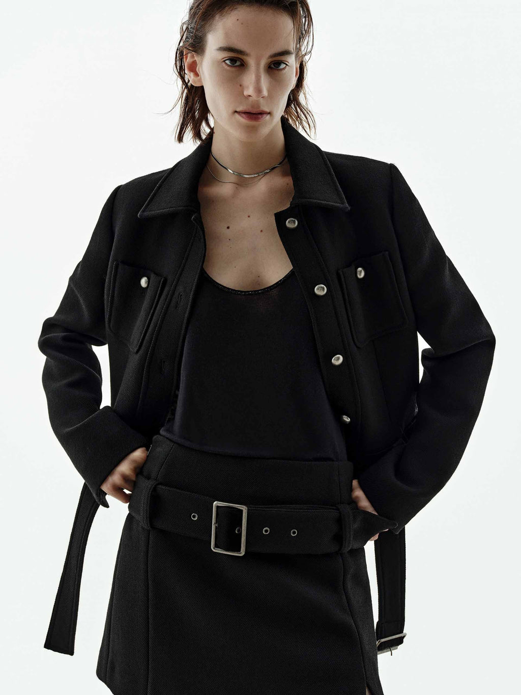 Cropped Wool Blend Jacket