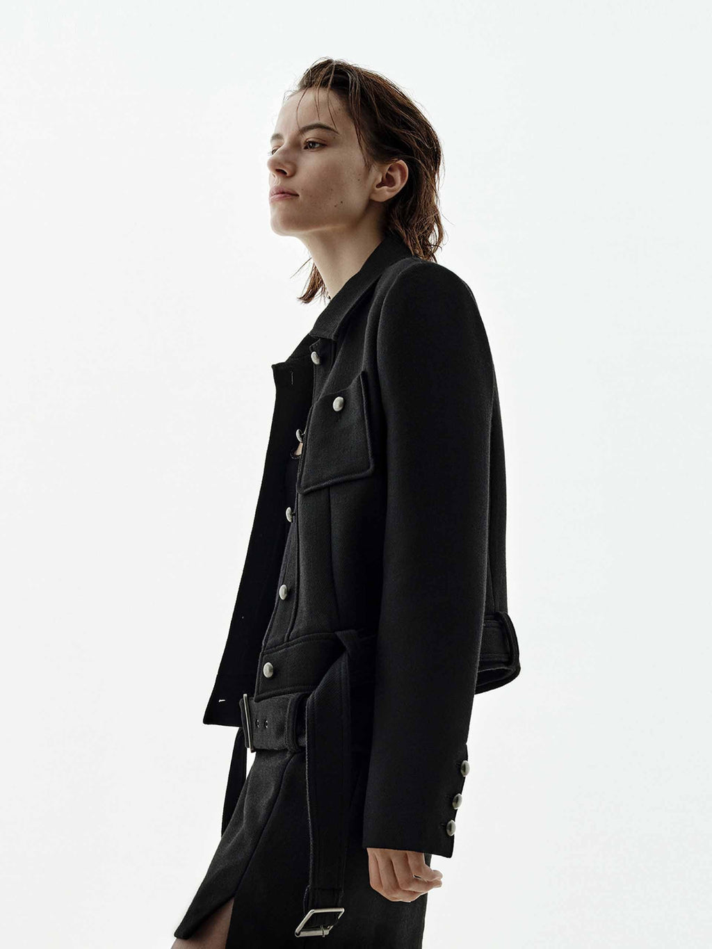 Cropped Wool Blend Jacket