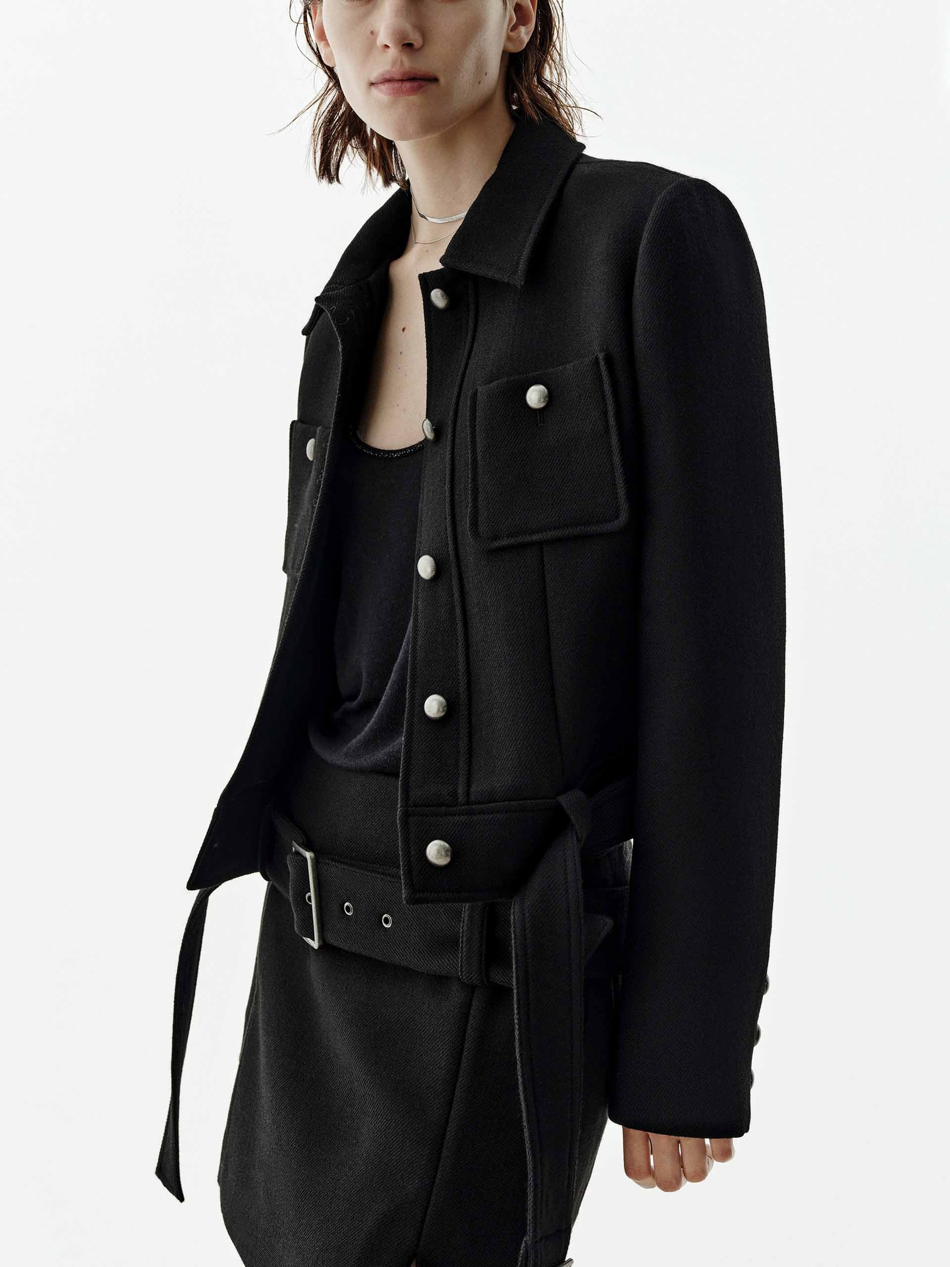 Cropped Wool Blend Jacket