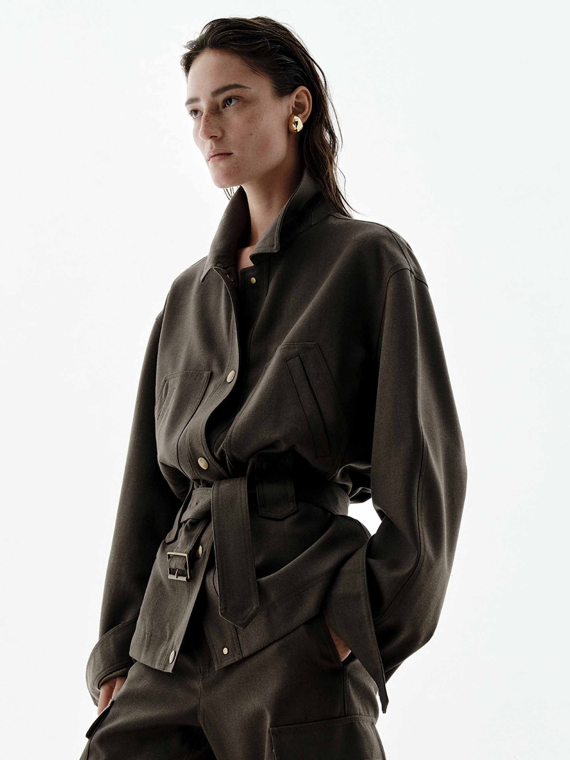 With Belt Wool Jacket