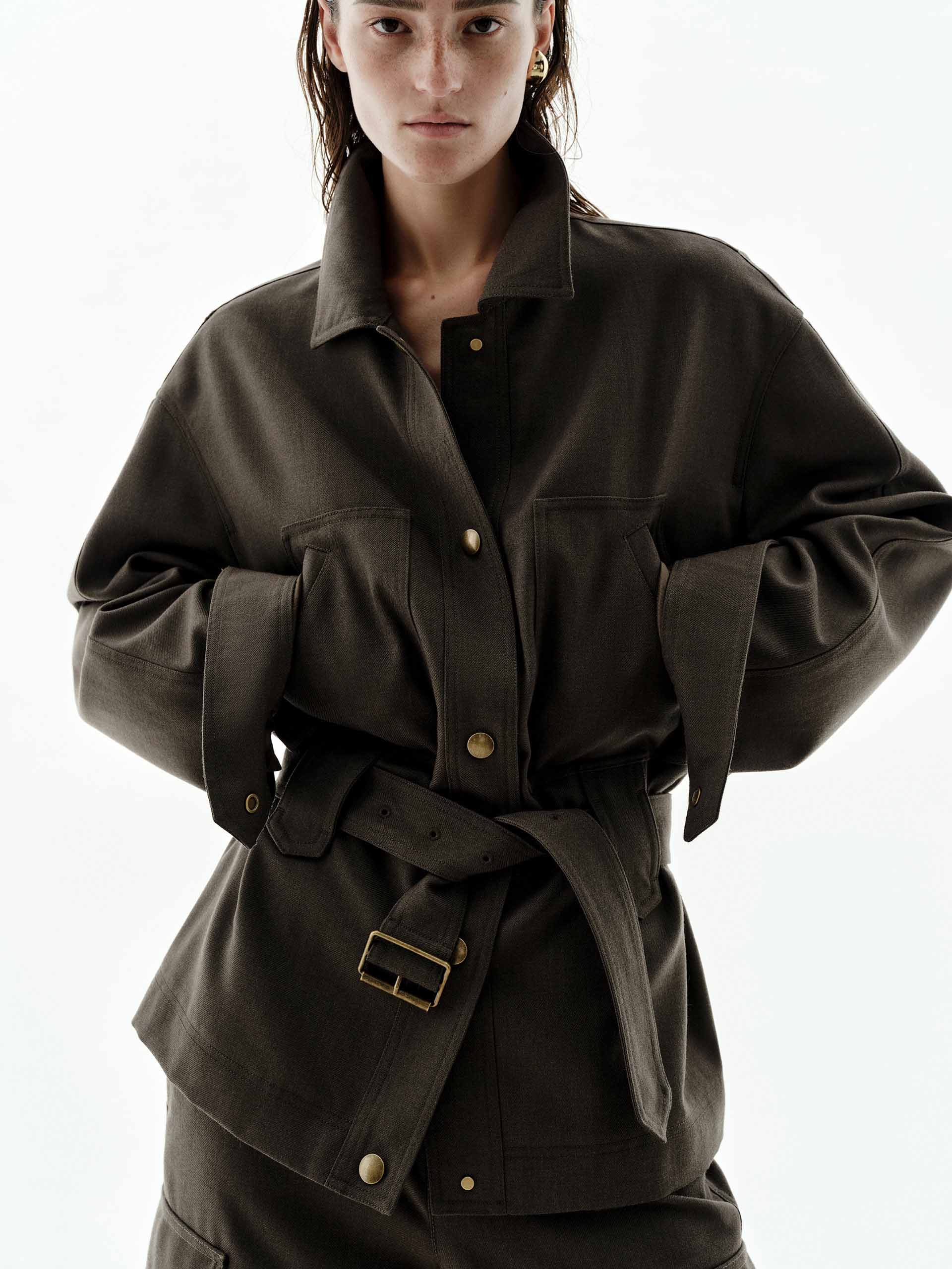 With Belt Wool Jacket