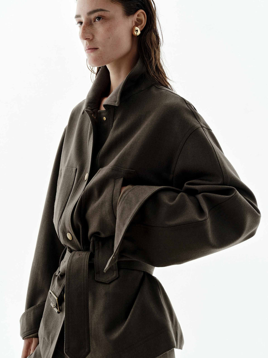 With Belt Wool Jacket