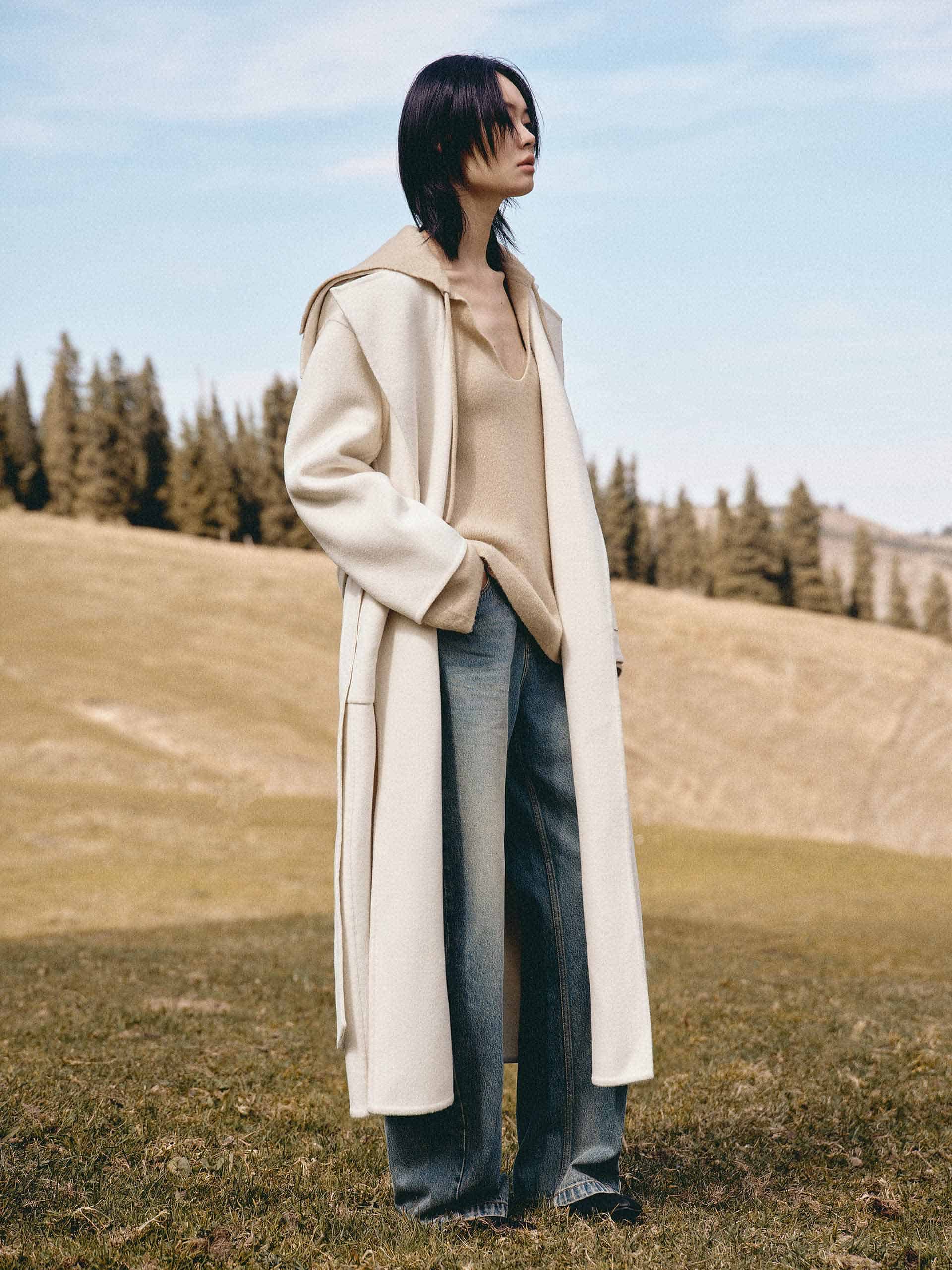 Naval Collar Belted Overcoat