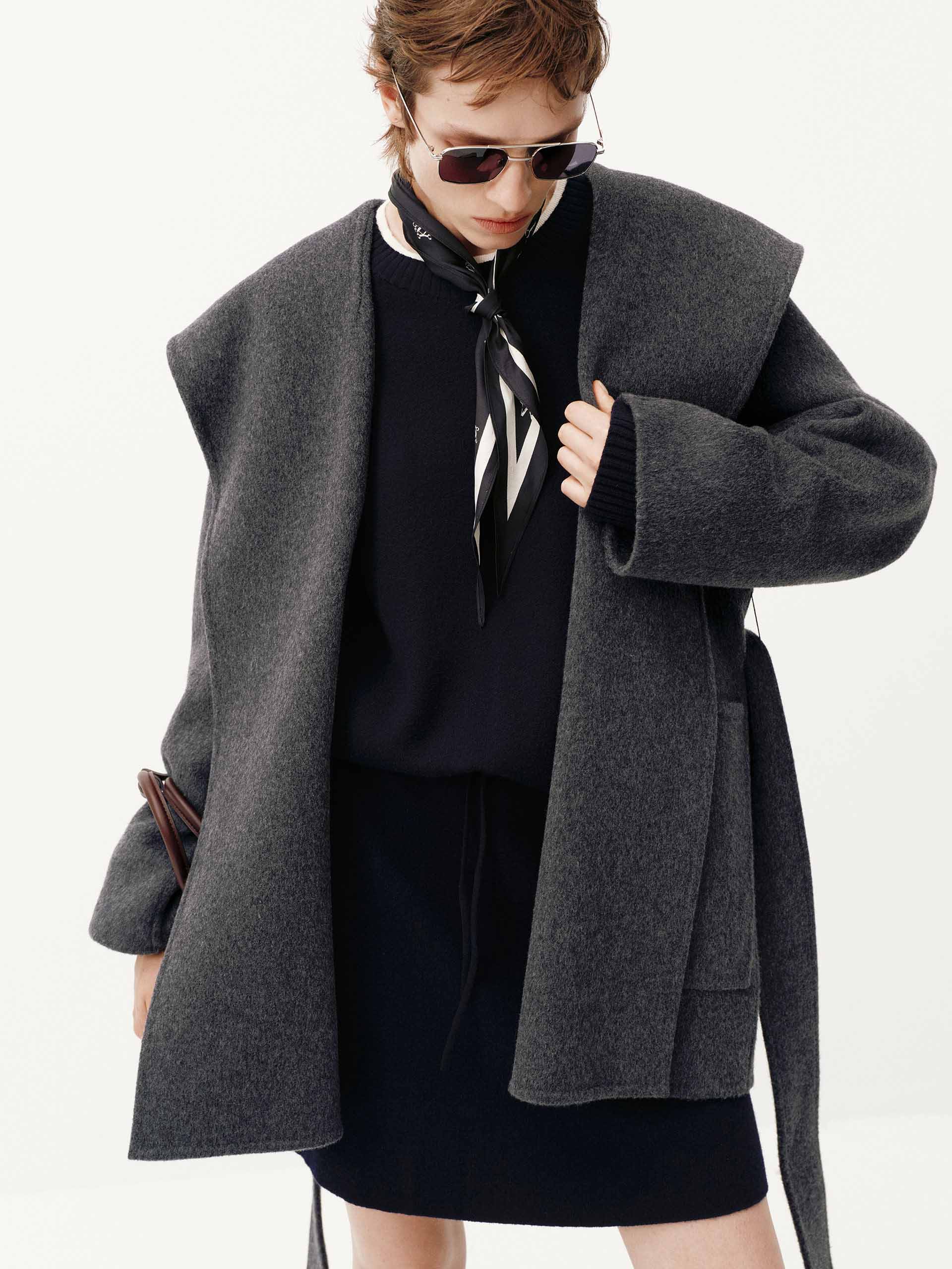 Belted Wool Blend Coat