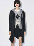 Layered Hooded Wool Coat