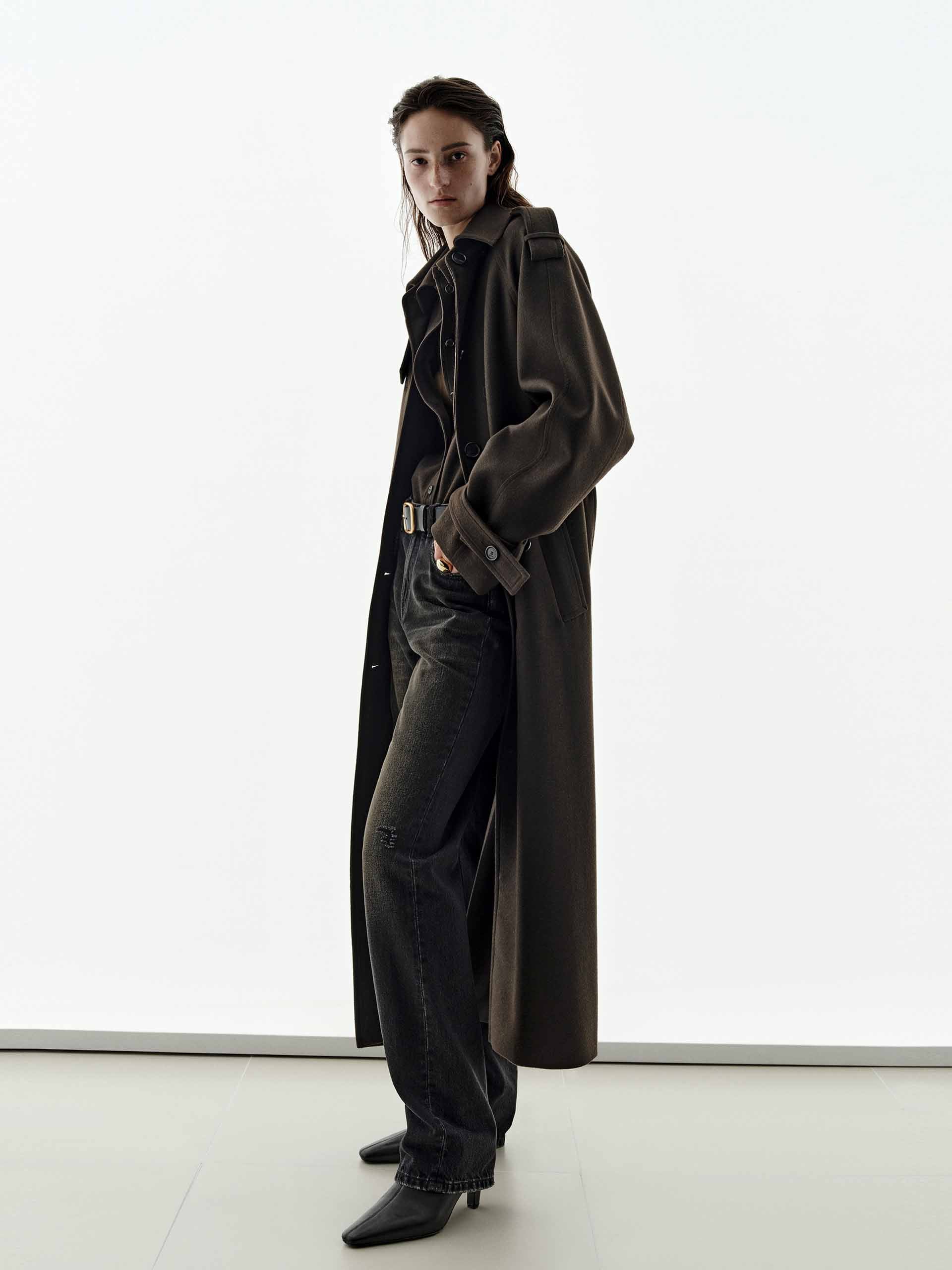 Longline Wool Blend Belted Coat