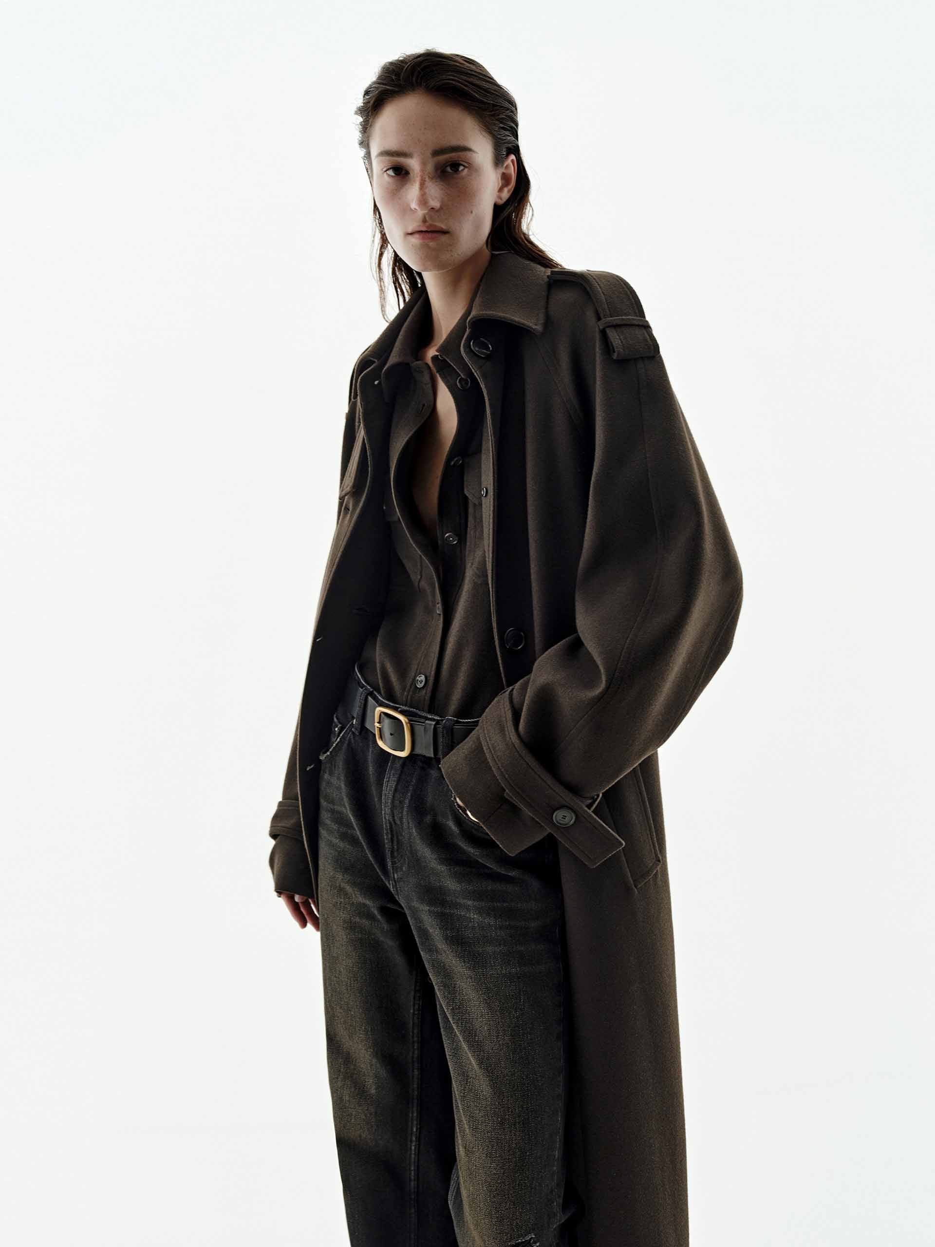 Longline Wool Blend Belted Coat