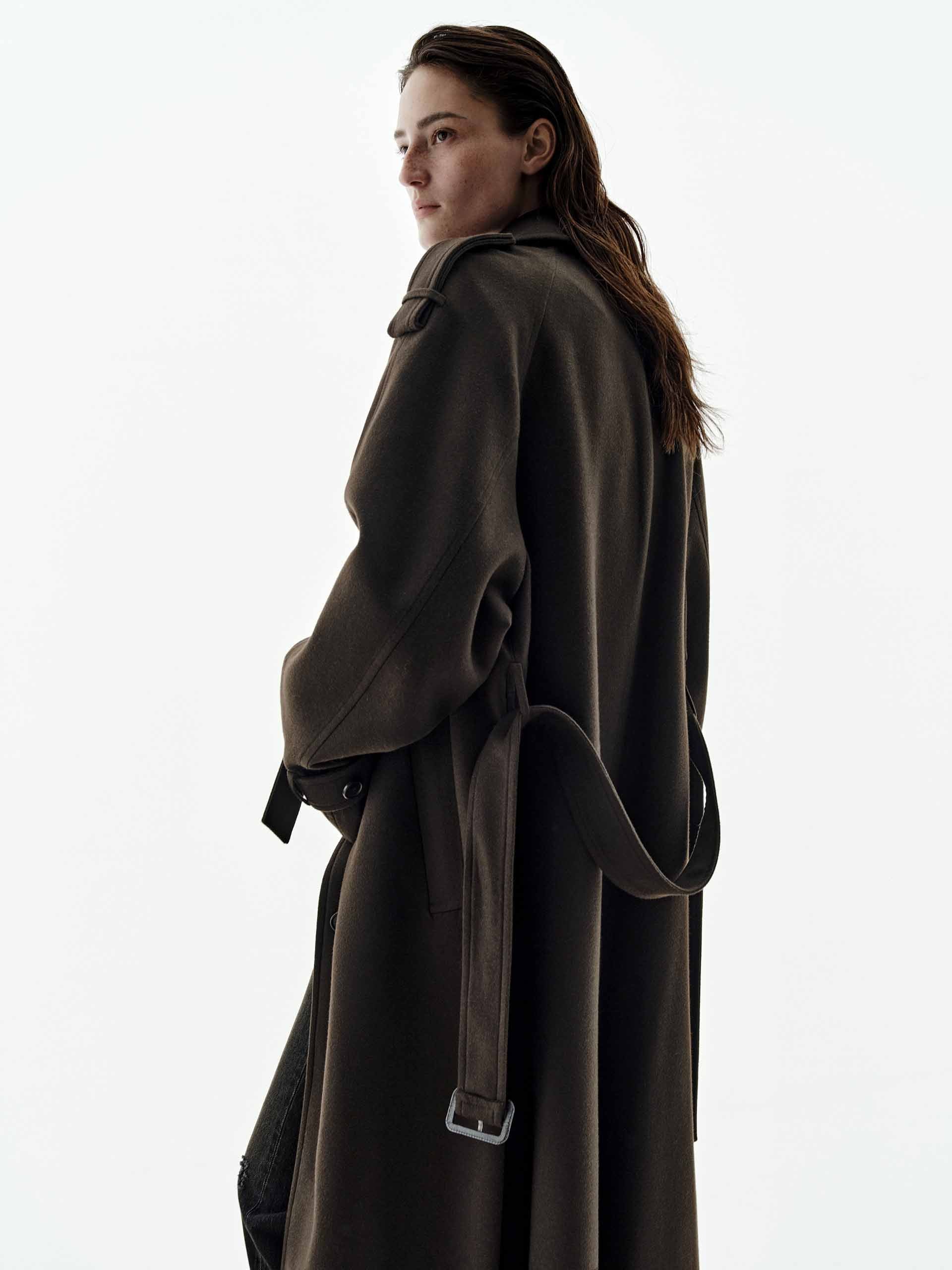 Longline Wool Blend Belted Coat