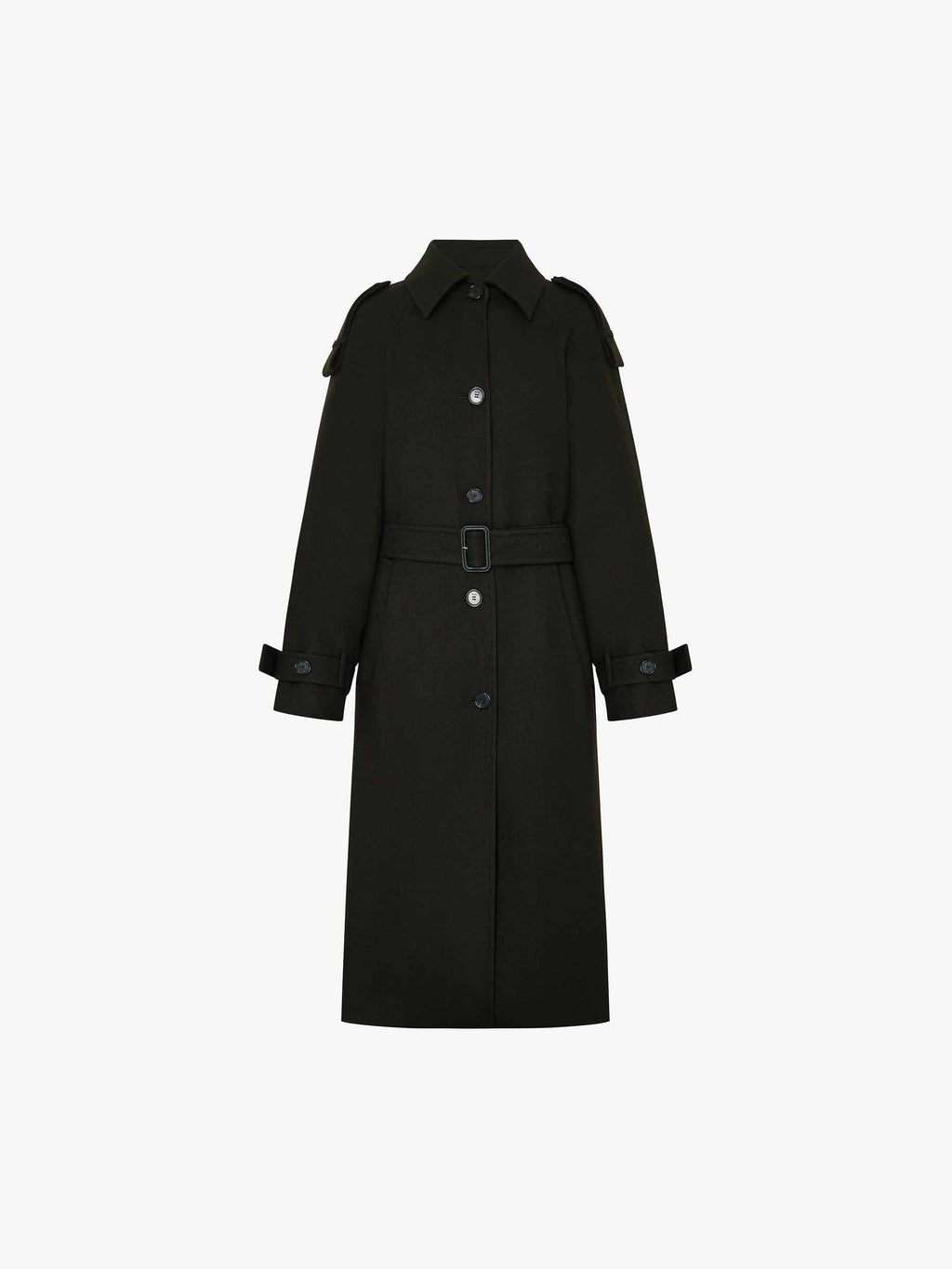 Longline Wool Blend Belted Coat