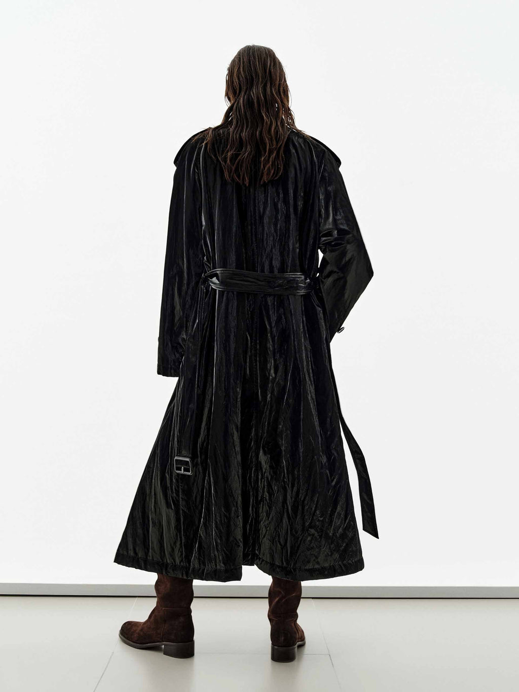 Long PU Leather Overcoat